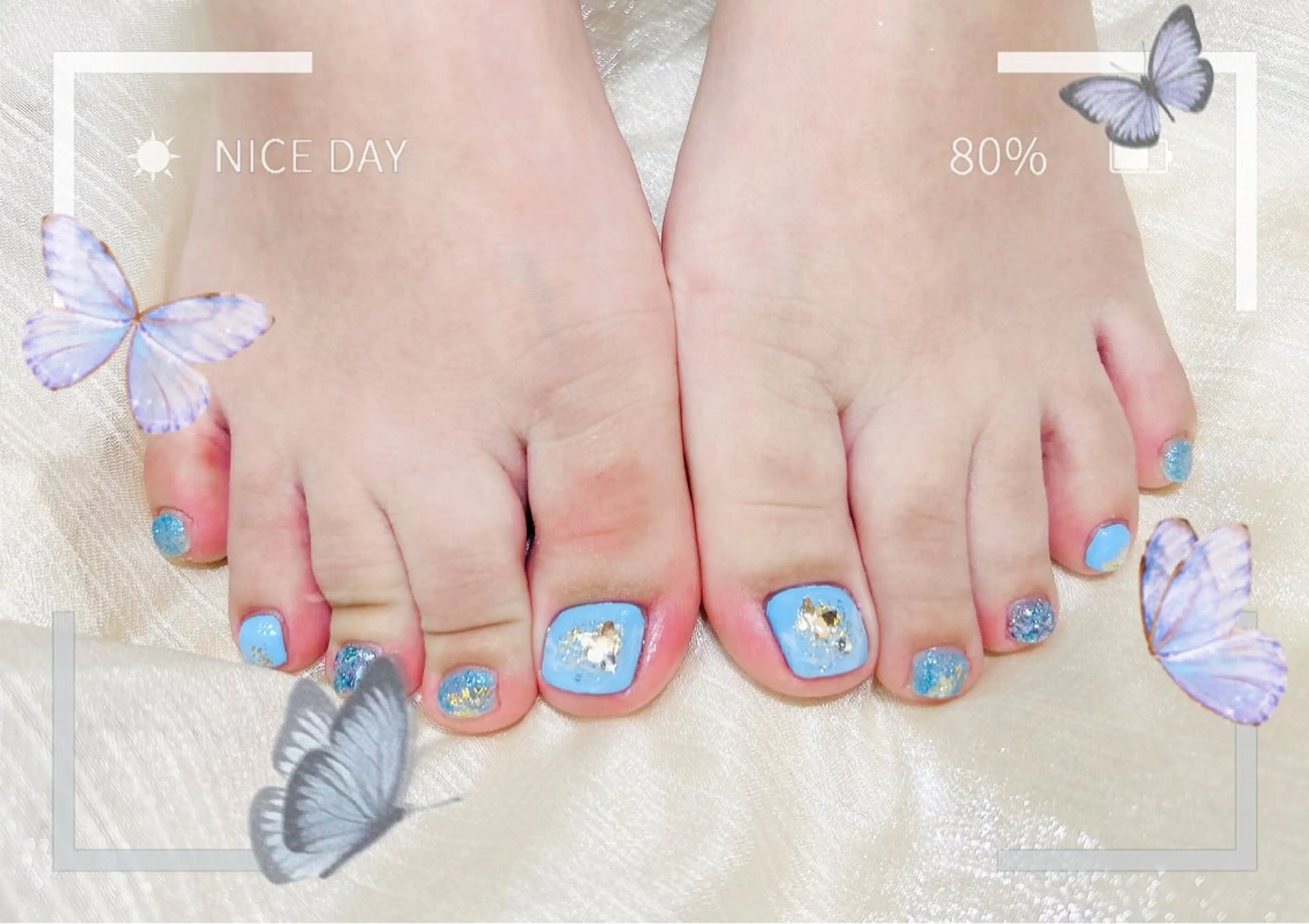 ネイル ブルー シンプルネイル フットネイル You nailのネイルデザイン