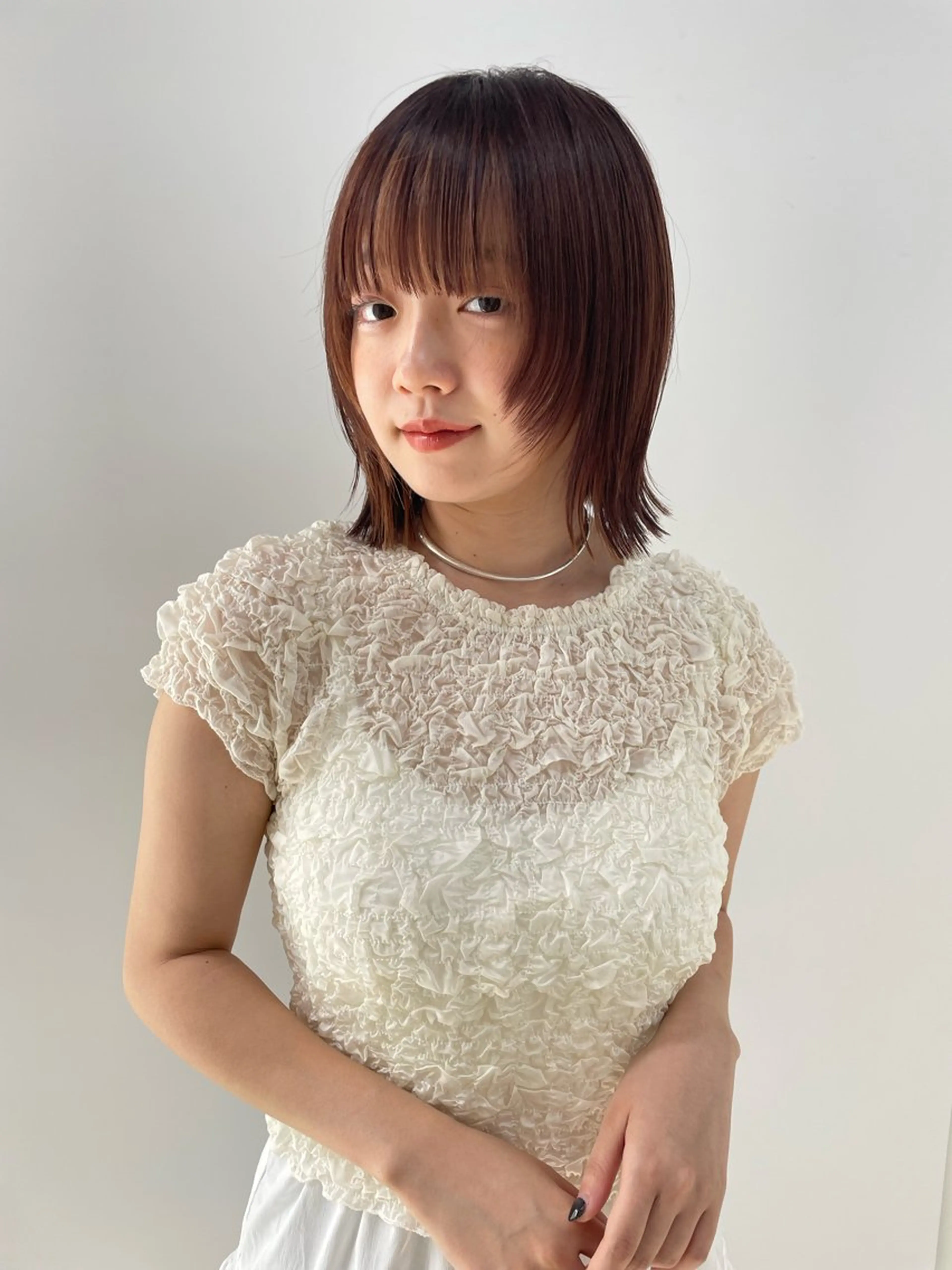 ミディアム カラー ボブ ヘアカラー トリートメント 🫧艶カラー×カット 🫧　harunaのヘアスタイル