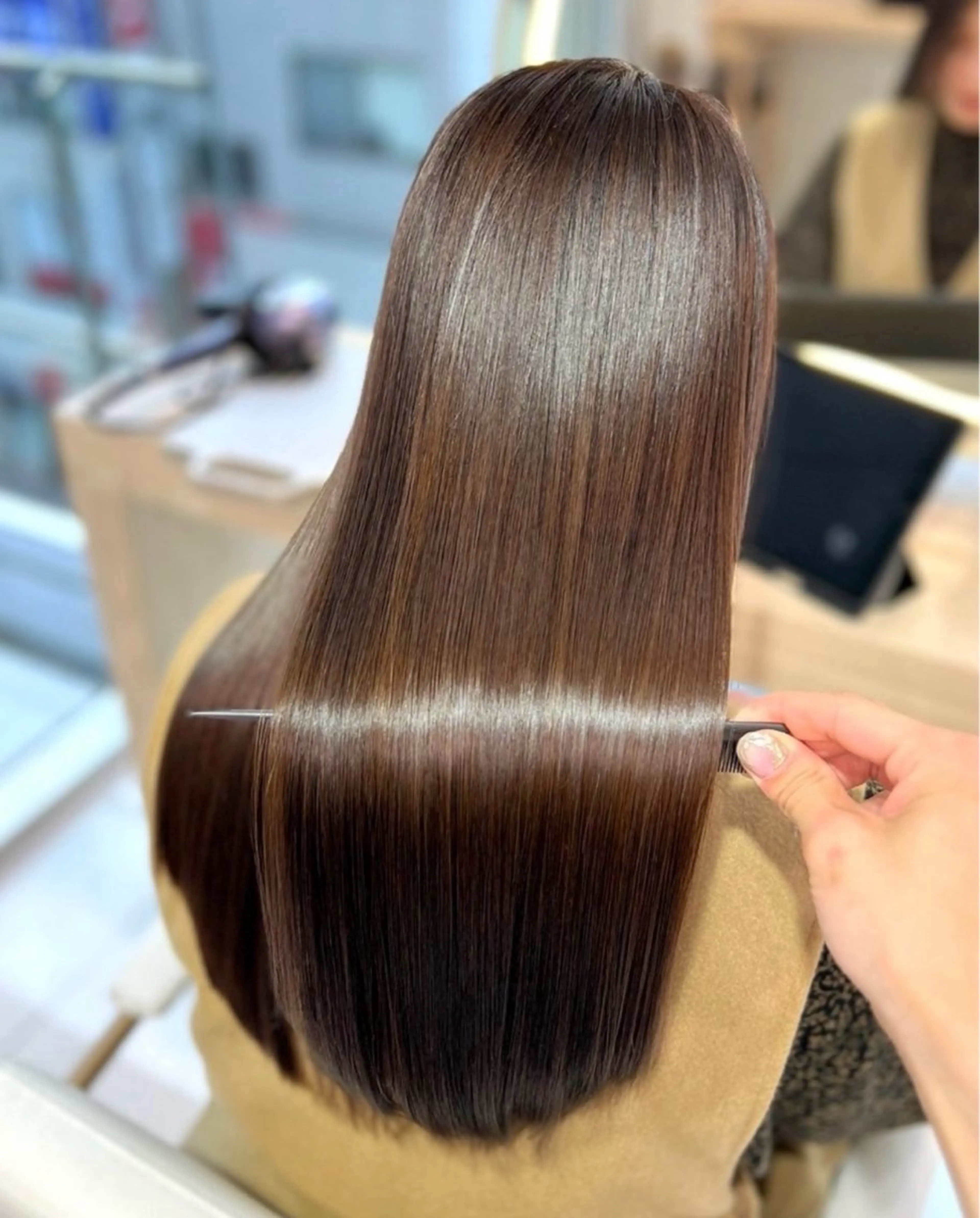 ロング パーマ 髪質改善 縮毛矯正 トリートメント 縮毛矯正 透明感カラー/ゆな 🎀のヘアスタイル