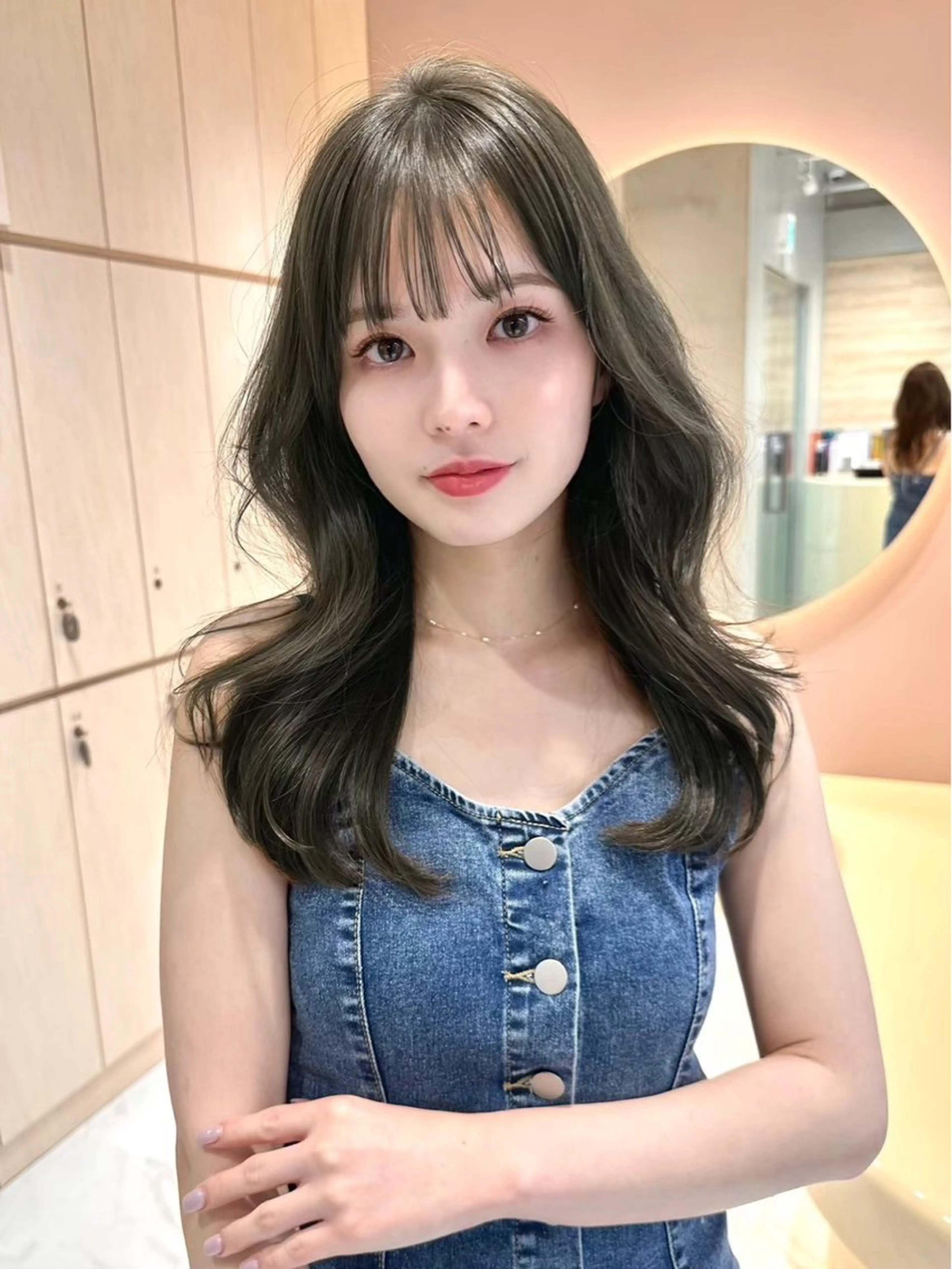 ミディアム カット ヘアカラー ブリーチなし髪質改善 🎀はのん 韓国ヘアのヘアスタイル