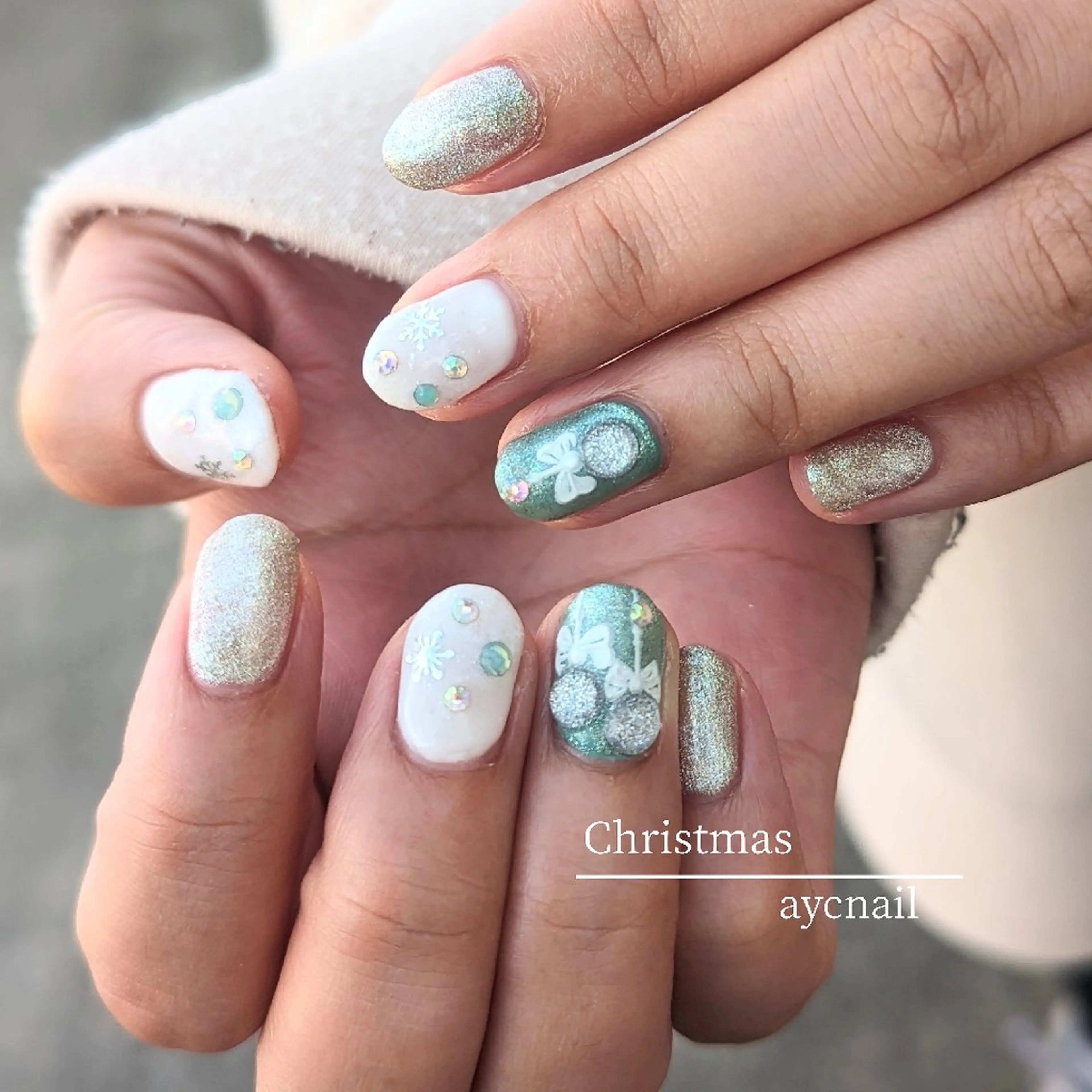 ネイル 冬ネイル クリスマス ハンドネイル aycnail 　Ayakaのネイルデザイン