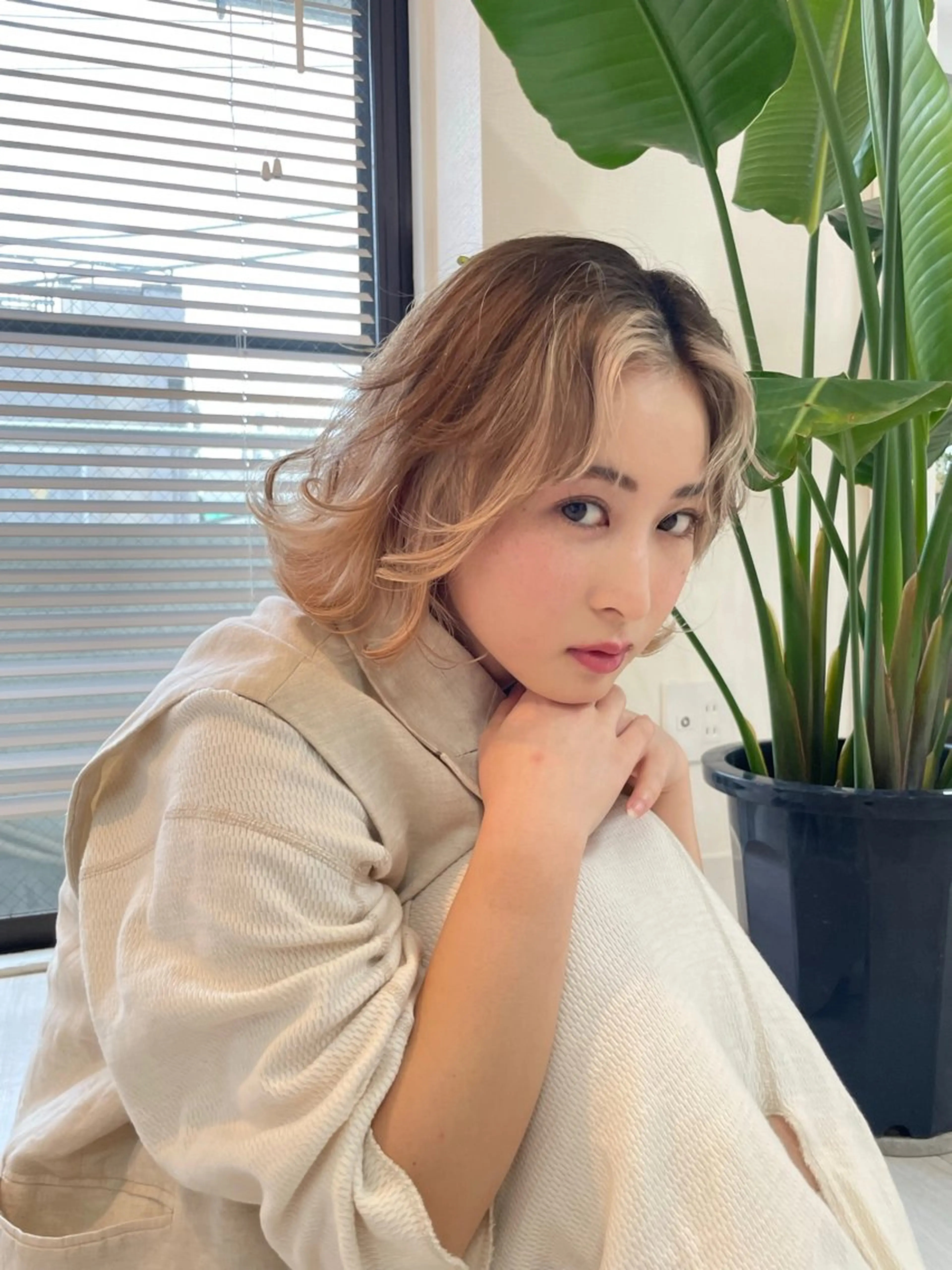 ミディアム カラー ヘアカラー クロスパーマ/うる艶 カラー/Kurumiのヘアスタイル