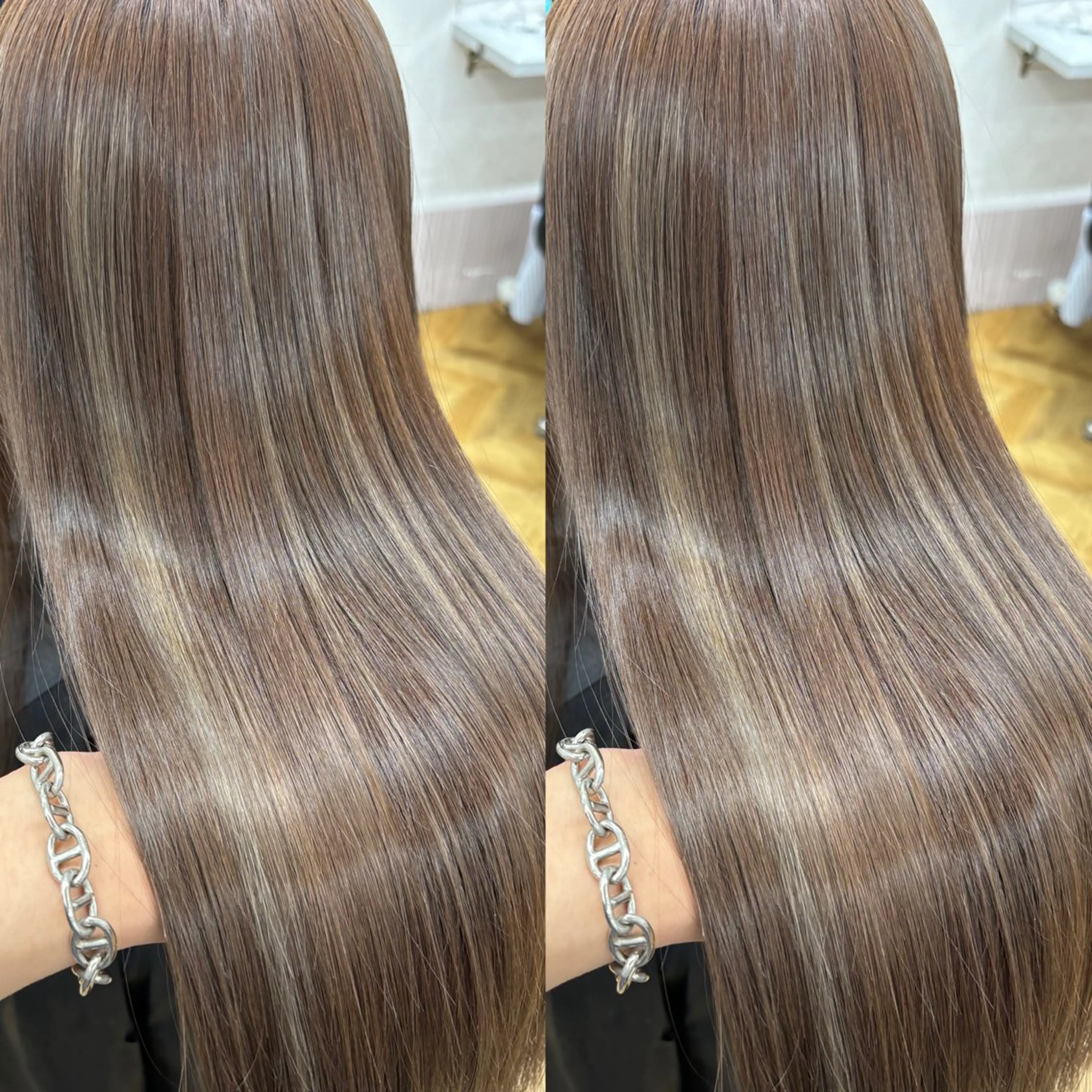【⭐️ブリーチ毛・ハイダメージ毛対応💖】《弱酸性縮毛矯正➕2stepトリートメント》※鎖骨下5センチ​〜​「➕1,000」の写真