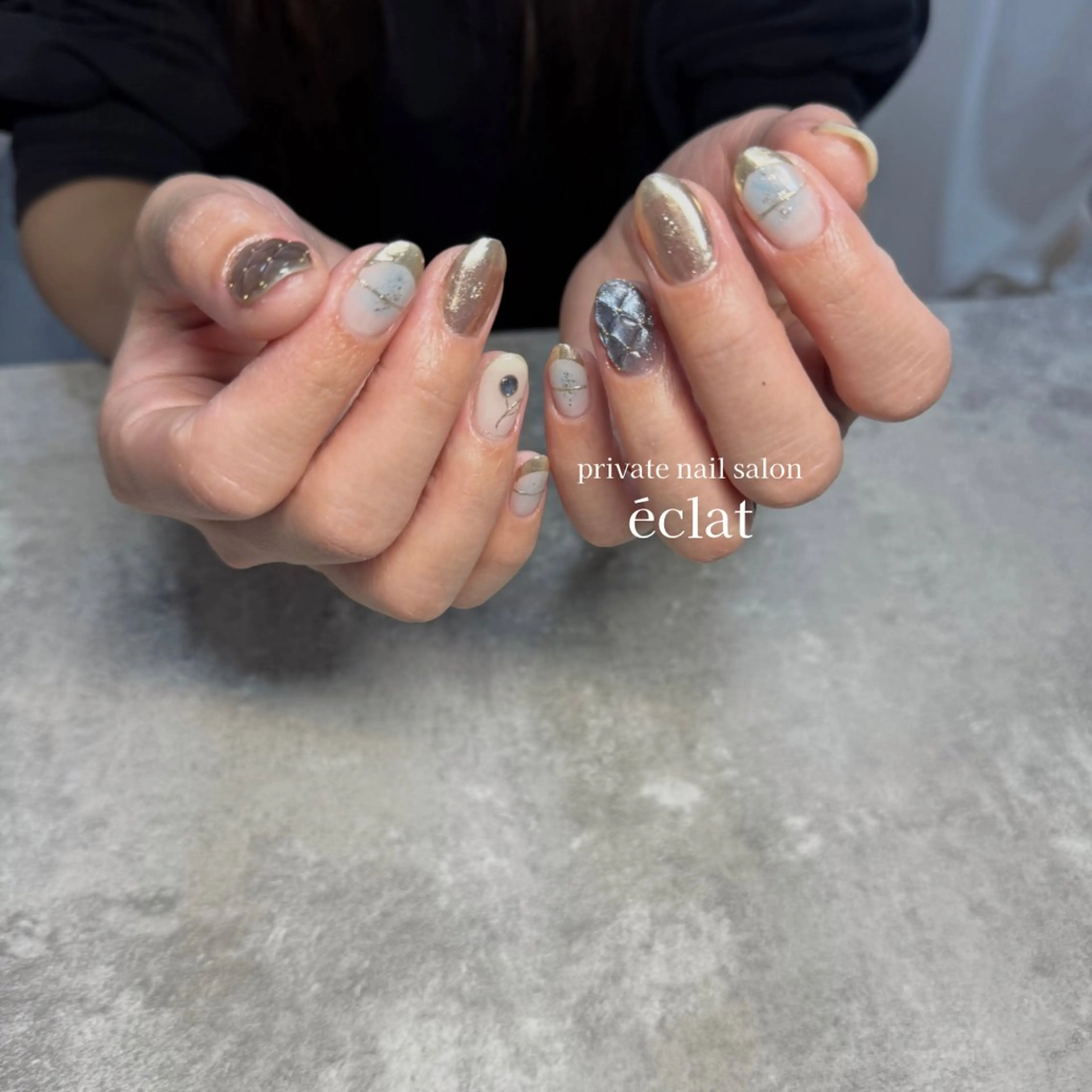 ネイル フラワーネイル マグネットネイル ニュアンスネイル ハンドネイル nailsalon éclatのネイルデザイン