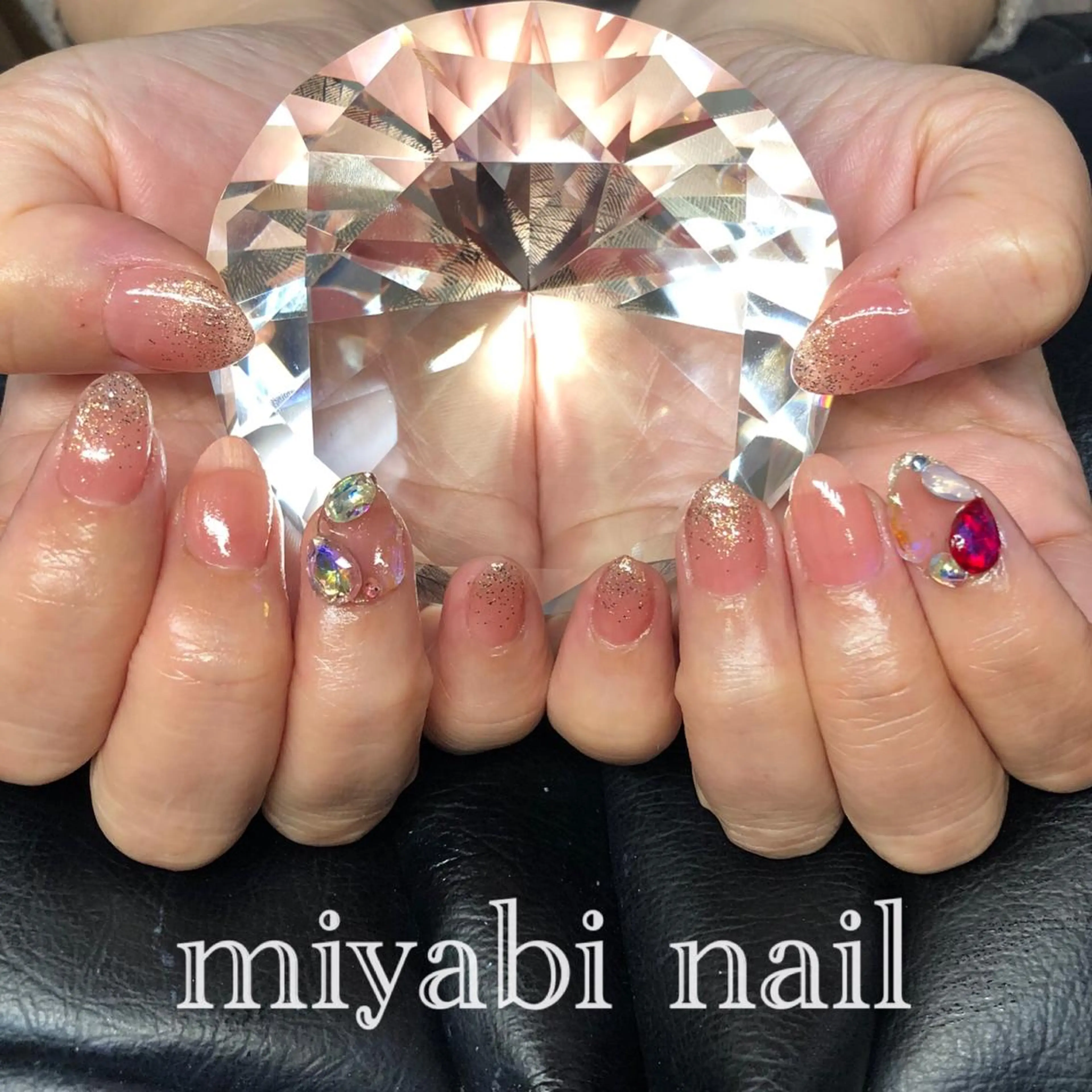 ネイル アートネイル チークネイル ジェルネイル キラキラネイル ラメ(グリッター) miyabi nail 桂川駅近くのネイルデザイン