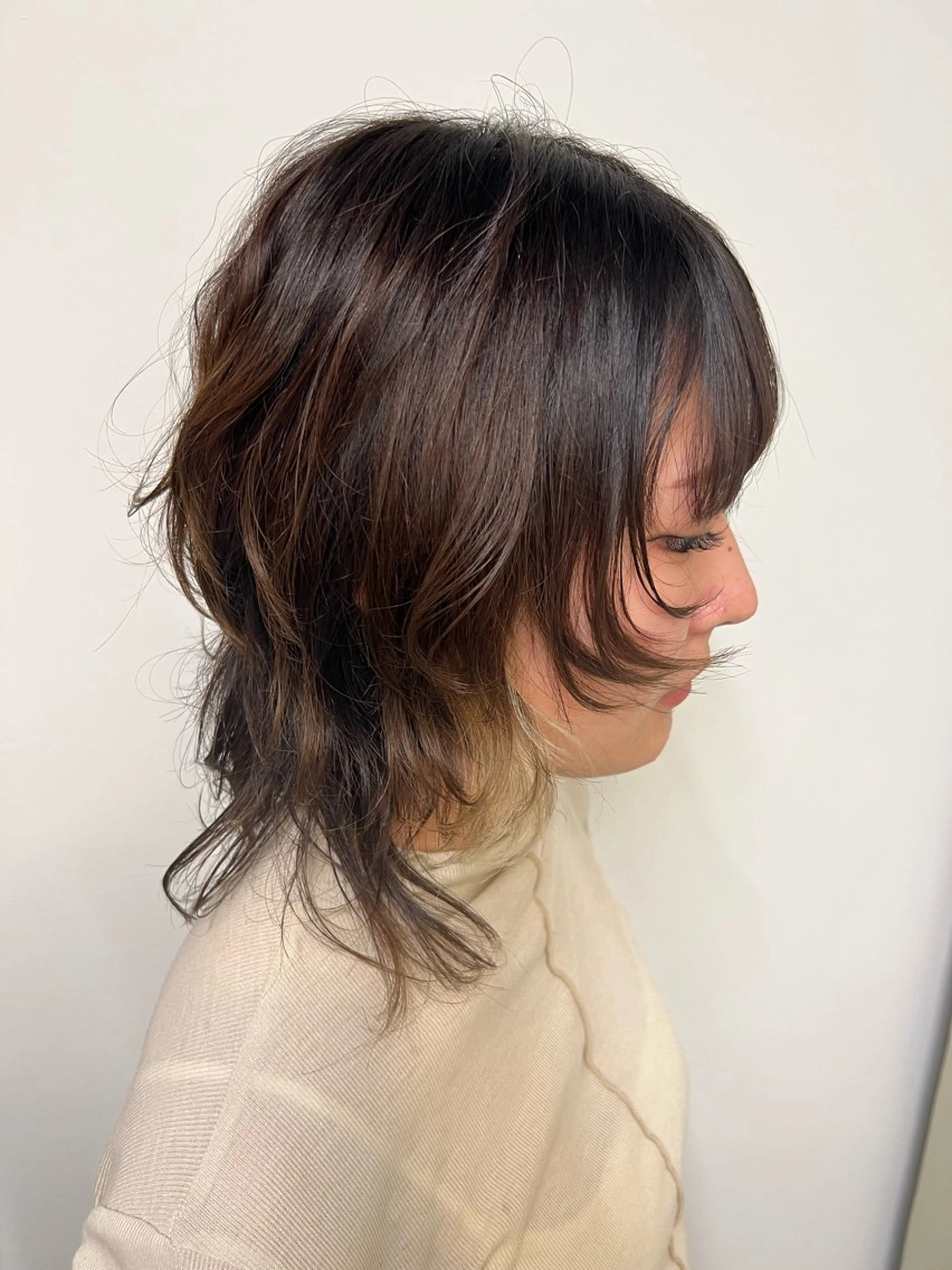 ミディアム ミディアムパーマ ウルフカット 土田かほ/当日可🎀 透明感カラー🍃のヘアスタイル