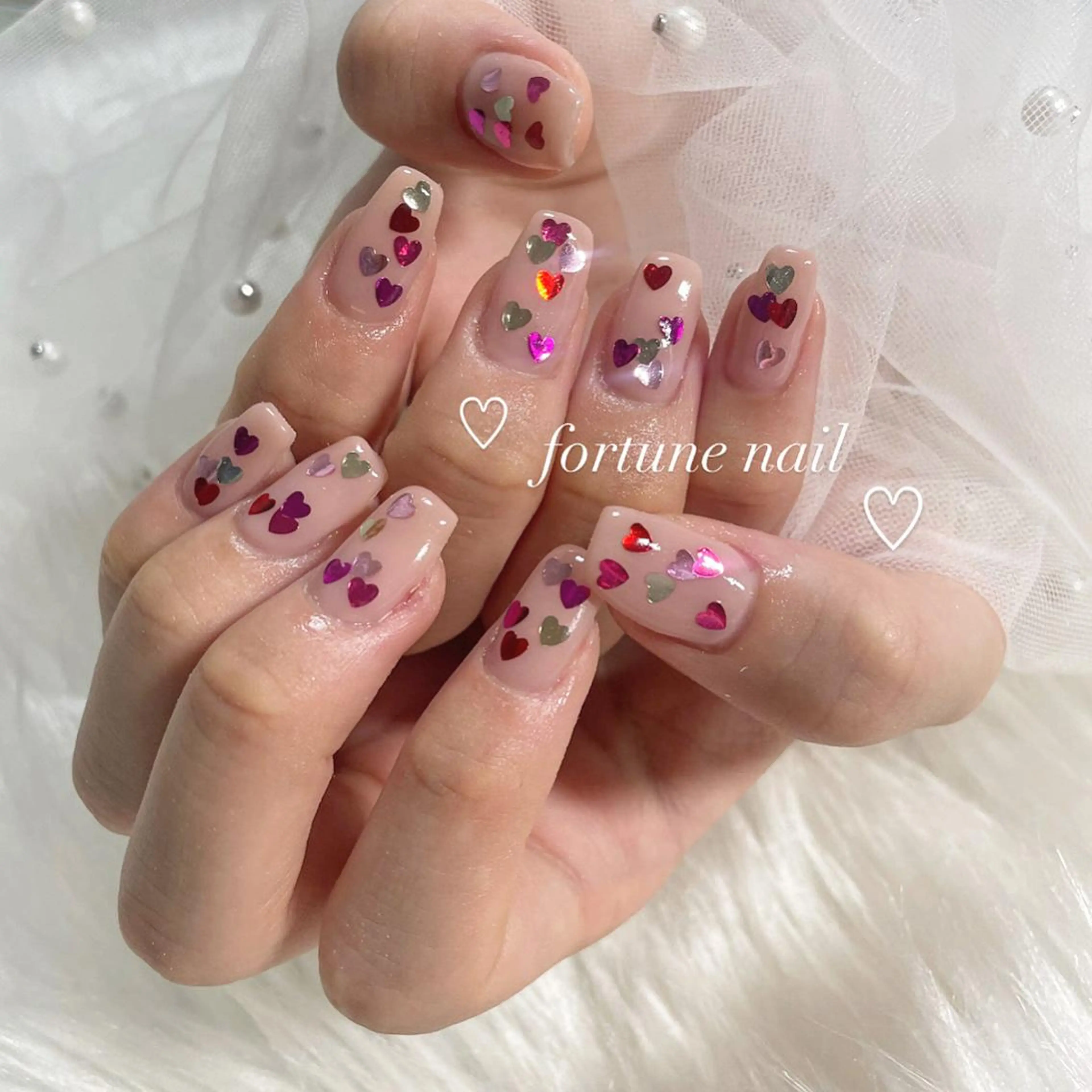 ネイル ハート ホログラムネイル ハンドネイル ☆saori ☆のネイルデザイン