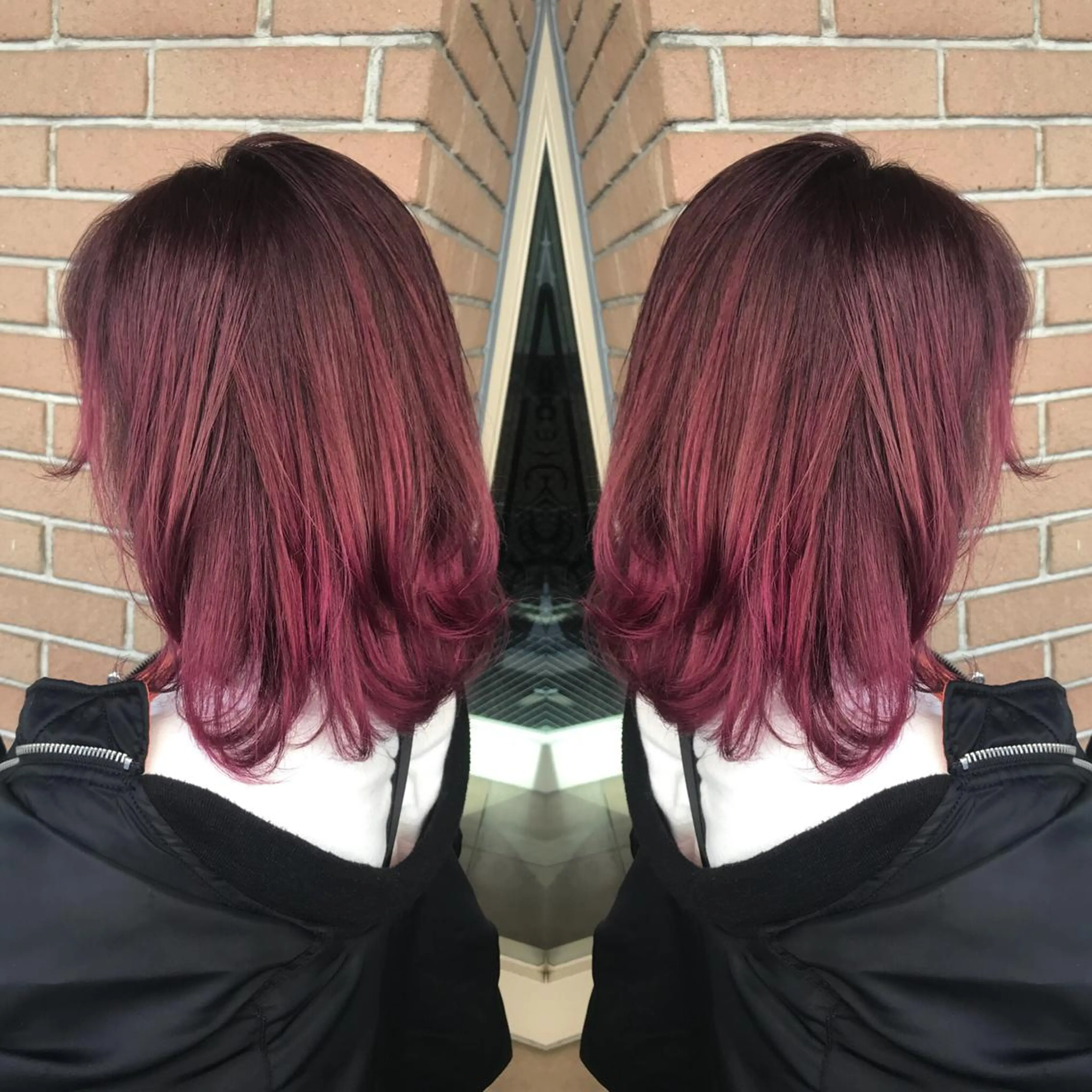 ミディアム カラー パーマ ヘアアレンジ キッズ ネイル マツエク・マツパ レッドカラー 赤色 サロンドミルク 原宿のヘアスタイル