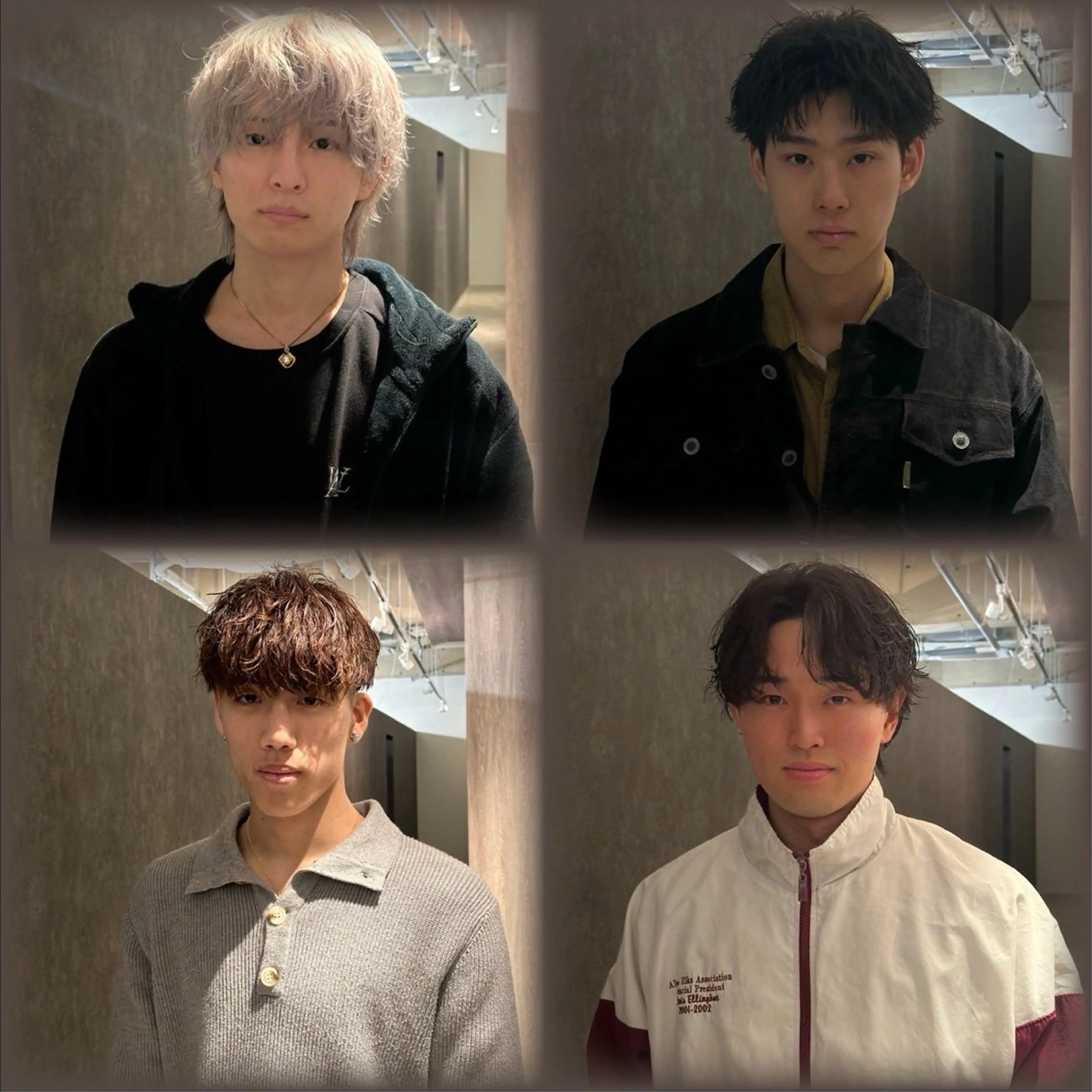 ミディアム カラー パーマ メンズ ミディアムパーマ メンズブリーチ センターパート フェードカット フェザーパーマ カット ヘアカラー メンズ/パーマ/ 金山/真柄 恒輝のヘアスタイル