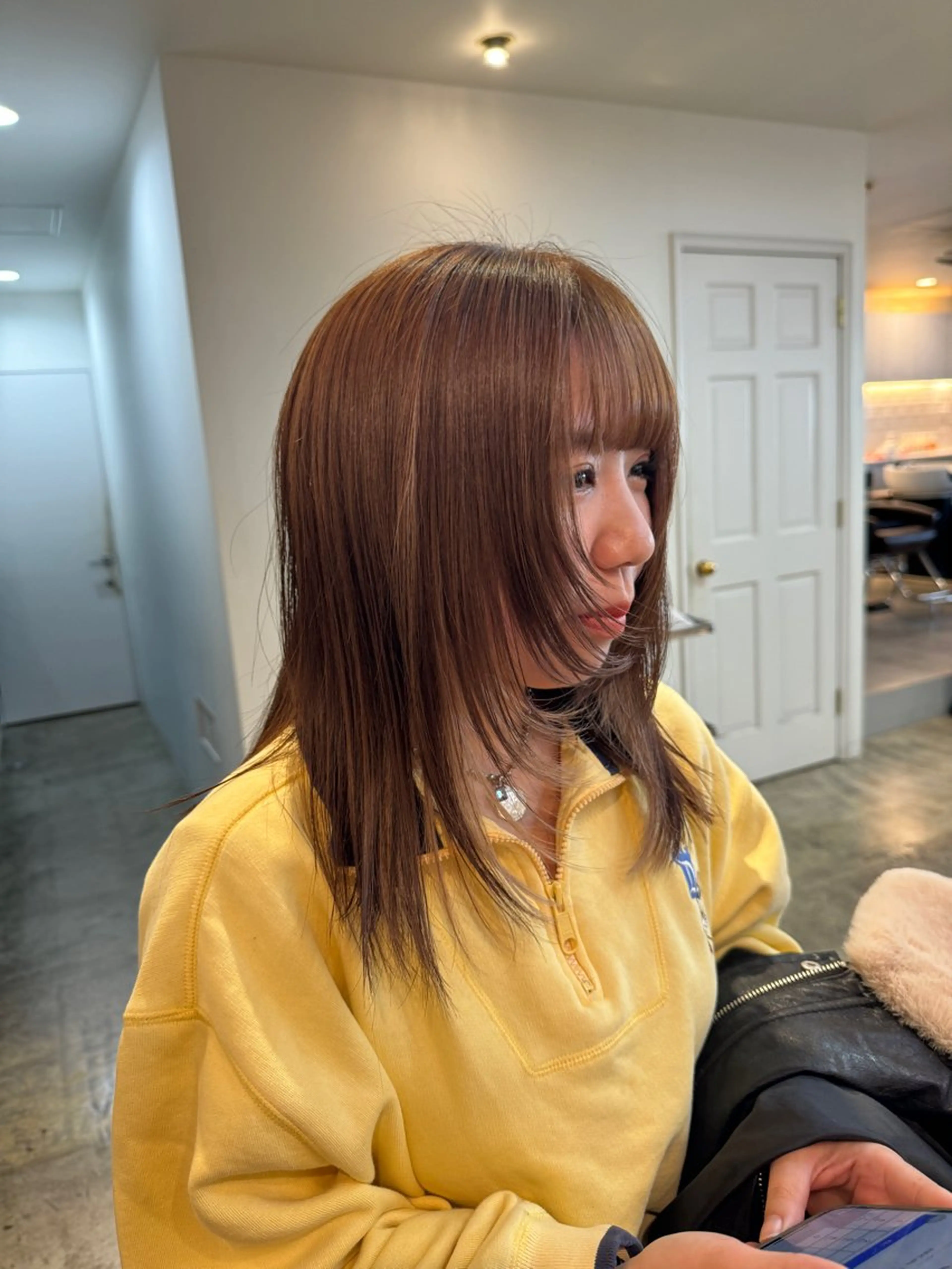 ミディアム カラー ブラウンカラー レイヤーカット カット 聖斗 /ハイトーン/パーマのヘアスタイル