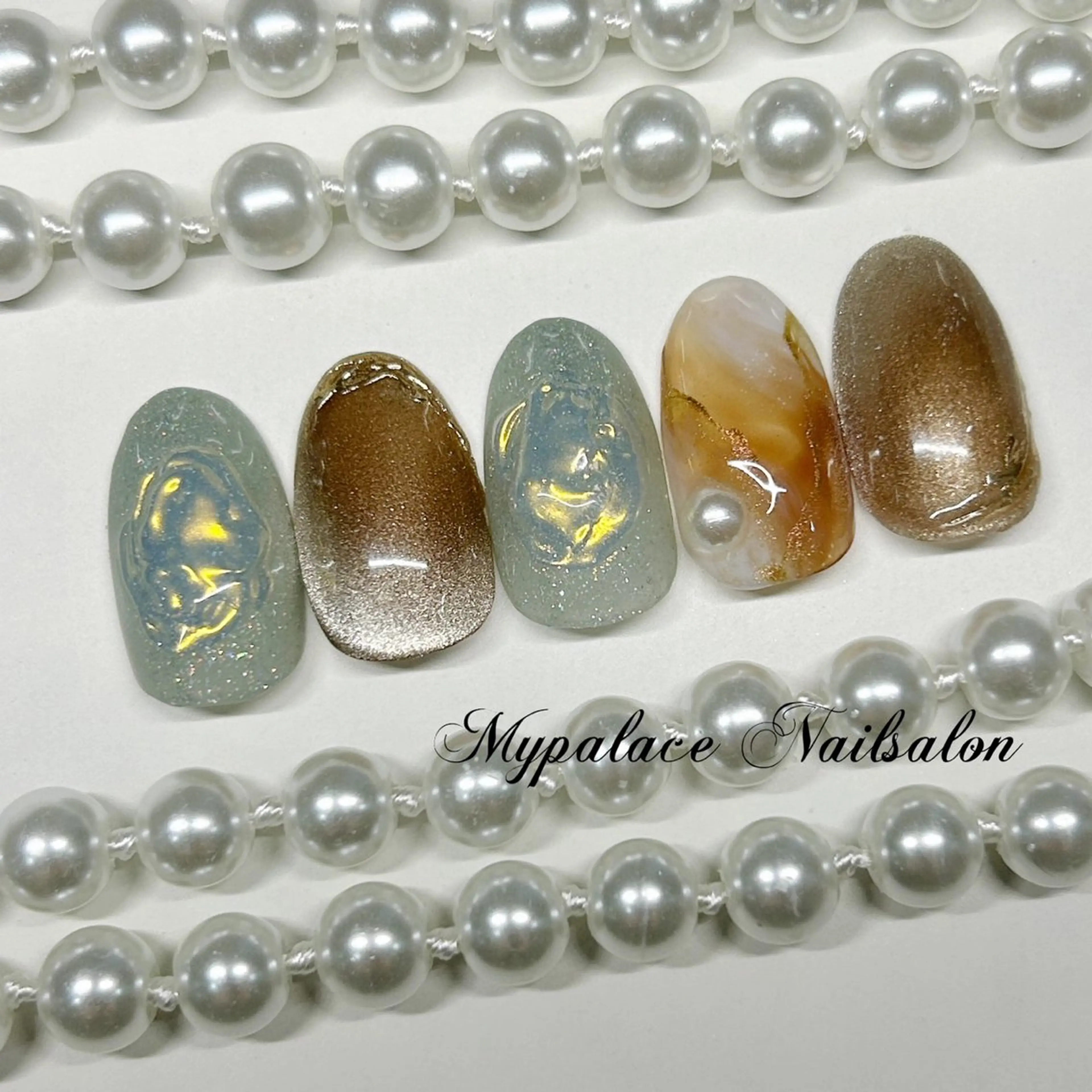 ネイル オーロラネイル マグネットネイル 大理石ネイル(マーブル) ミラーネイル ニュアンスネイル ハンドネイル Yuis Nailスカルプ専門のネイルデザイン