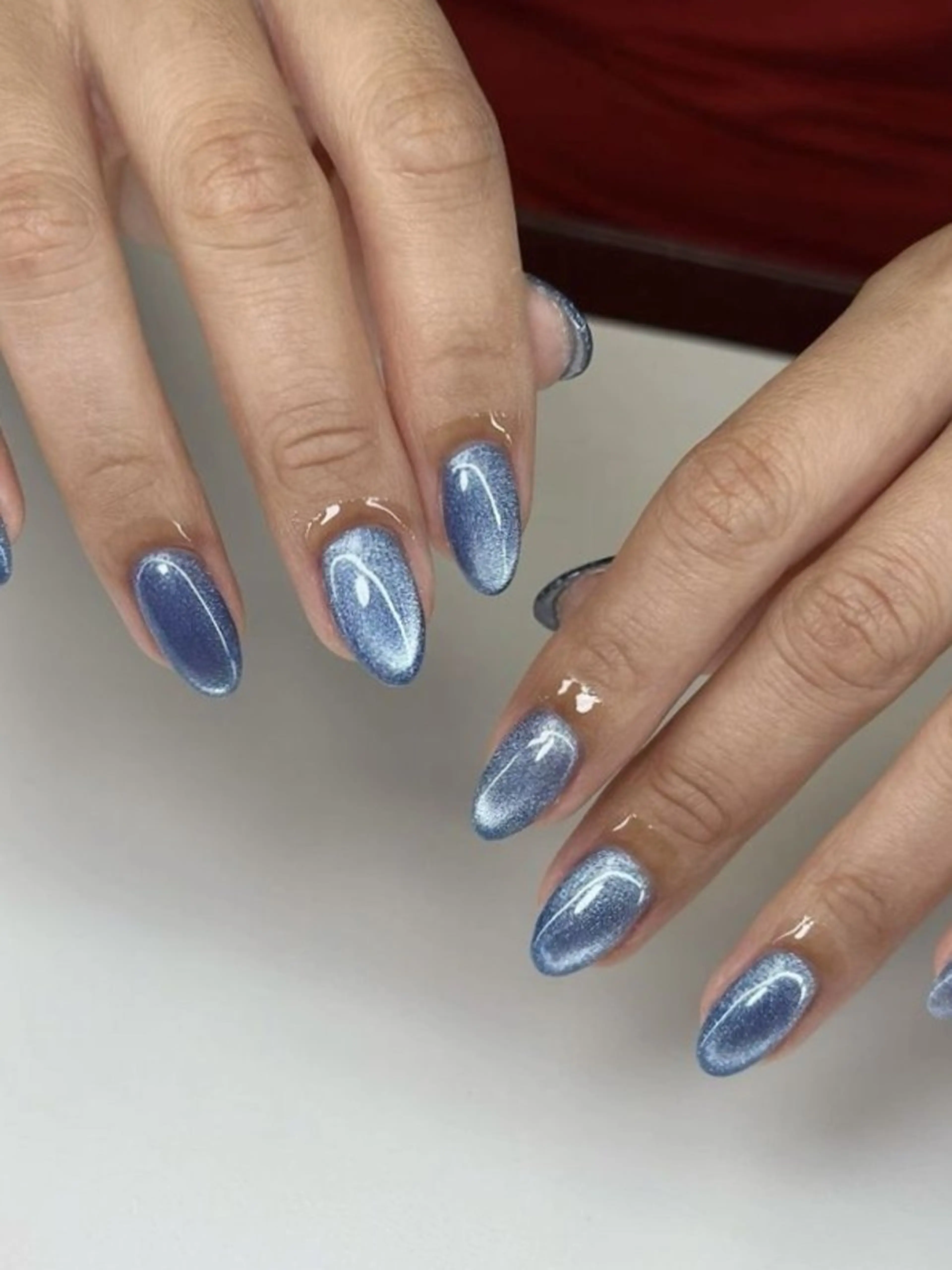 ネイル ブルー マグネットネイル ハンドネイル Her Nails Yokosuka Chuo所属・HerNails  Yokosukaのネイルデザイン