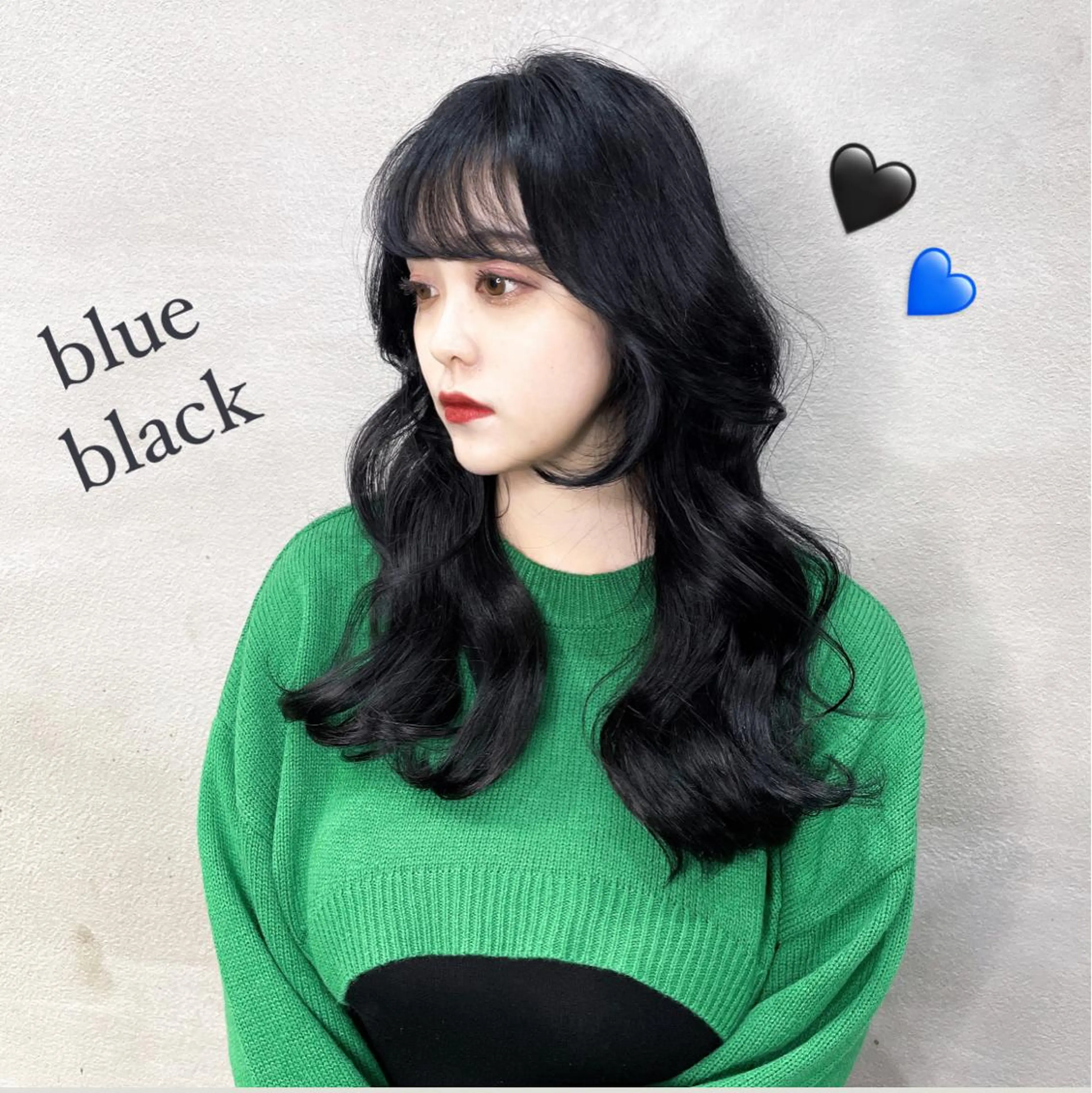 ロング カラー 黒髪 ブルーカラー ブルーブラック ワンホンヘア ブリーチなし透明感カ ラー×韓国ヘア♡ヒデのヘアスタイル