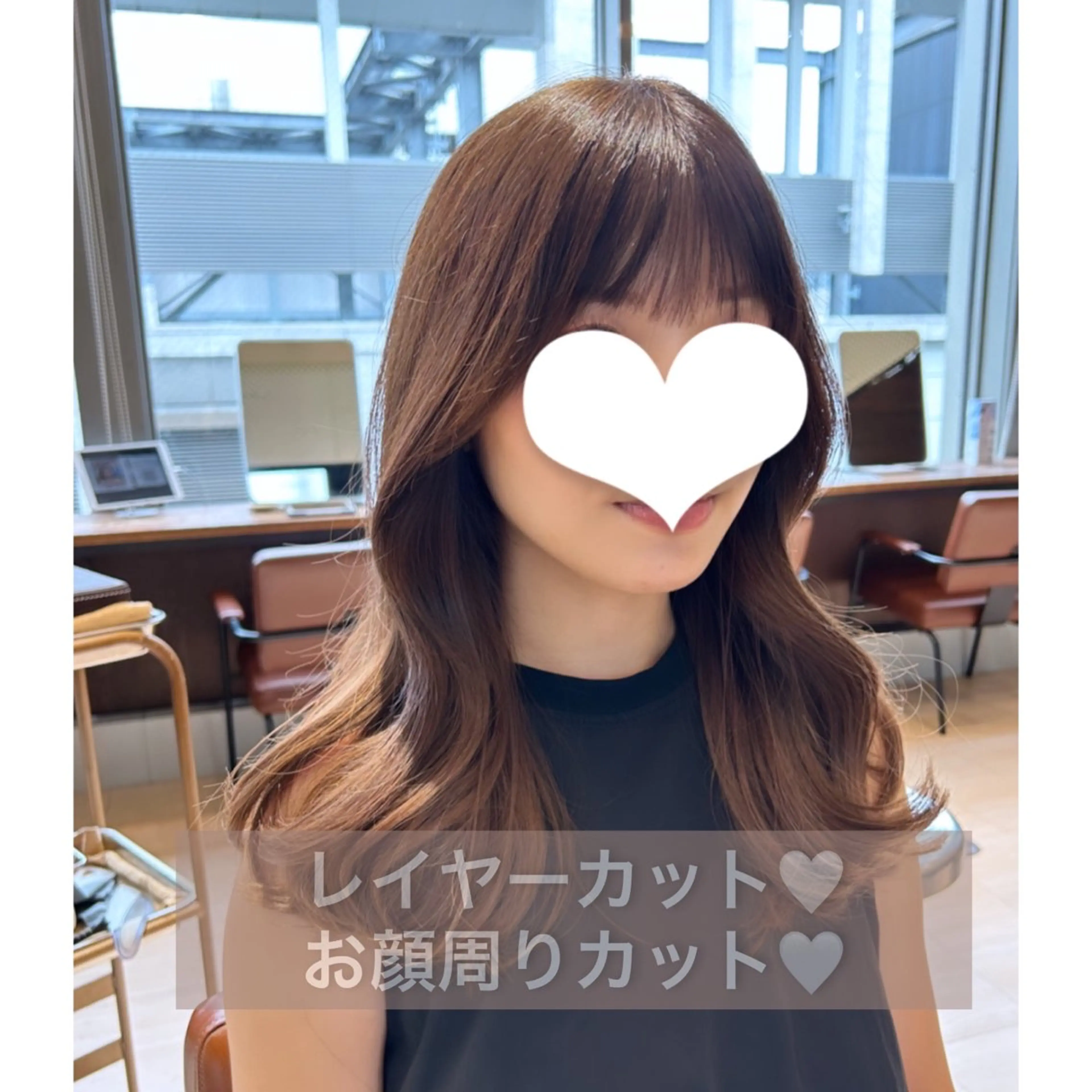 ミディアム カラー 顔周りカット 韓国風ヘア レイヤーカット 🍼顔周りカット/ レイヤー/小川華奈のヘアスタイル