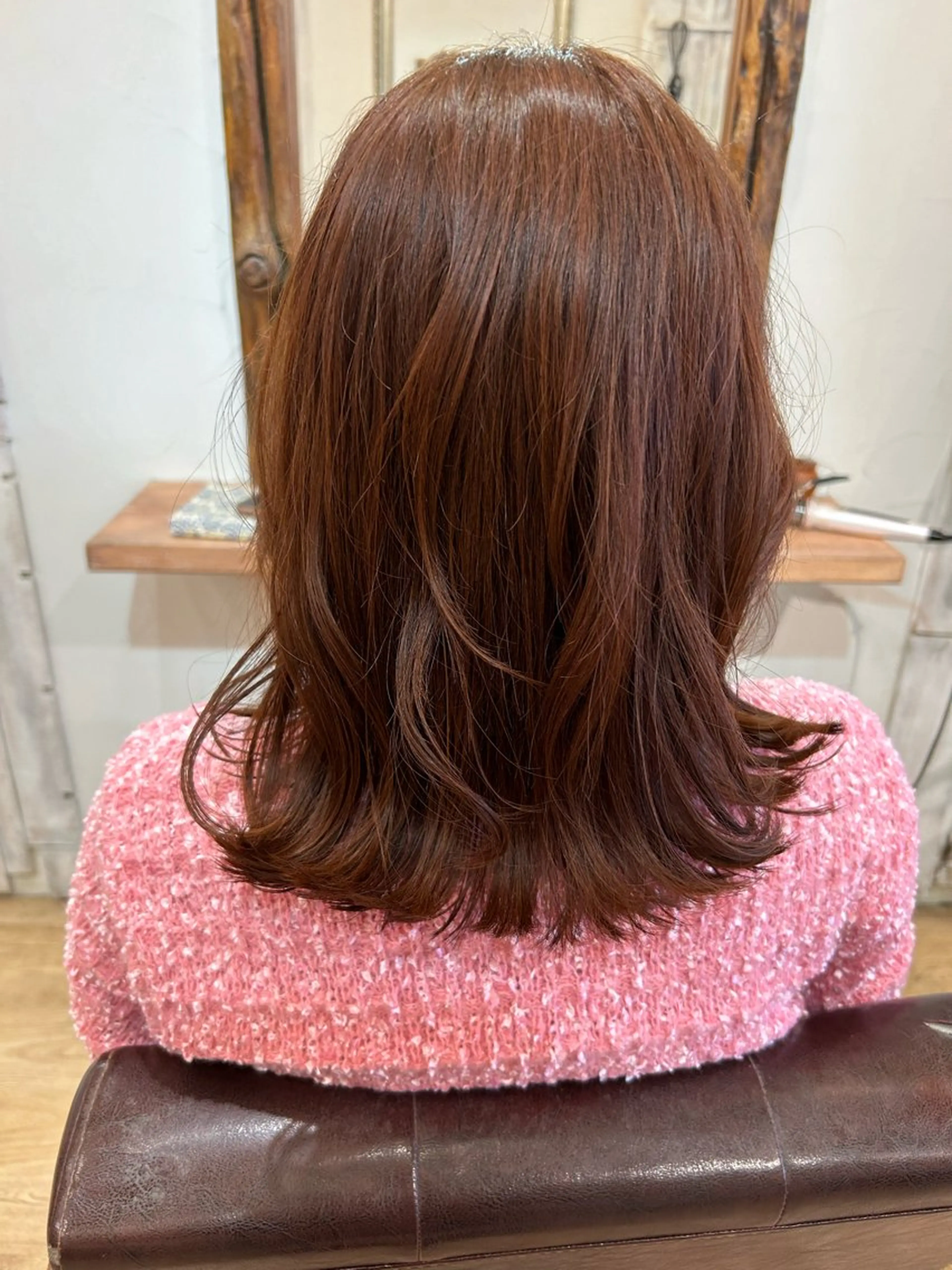 セミロング カラー ブラウンカラー オレンジ オレンジブラウン ヘアカラー ReML for hair所属・今村 茜のヘアスタイル