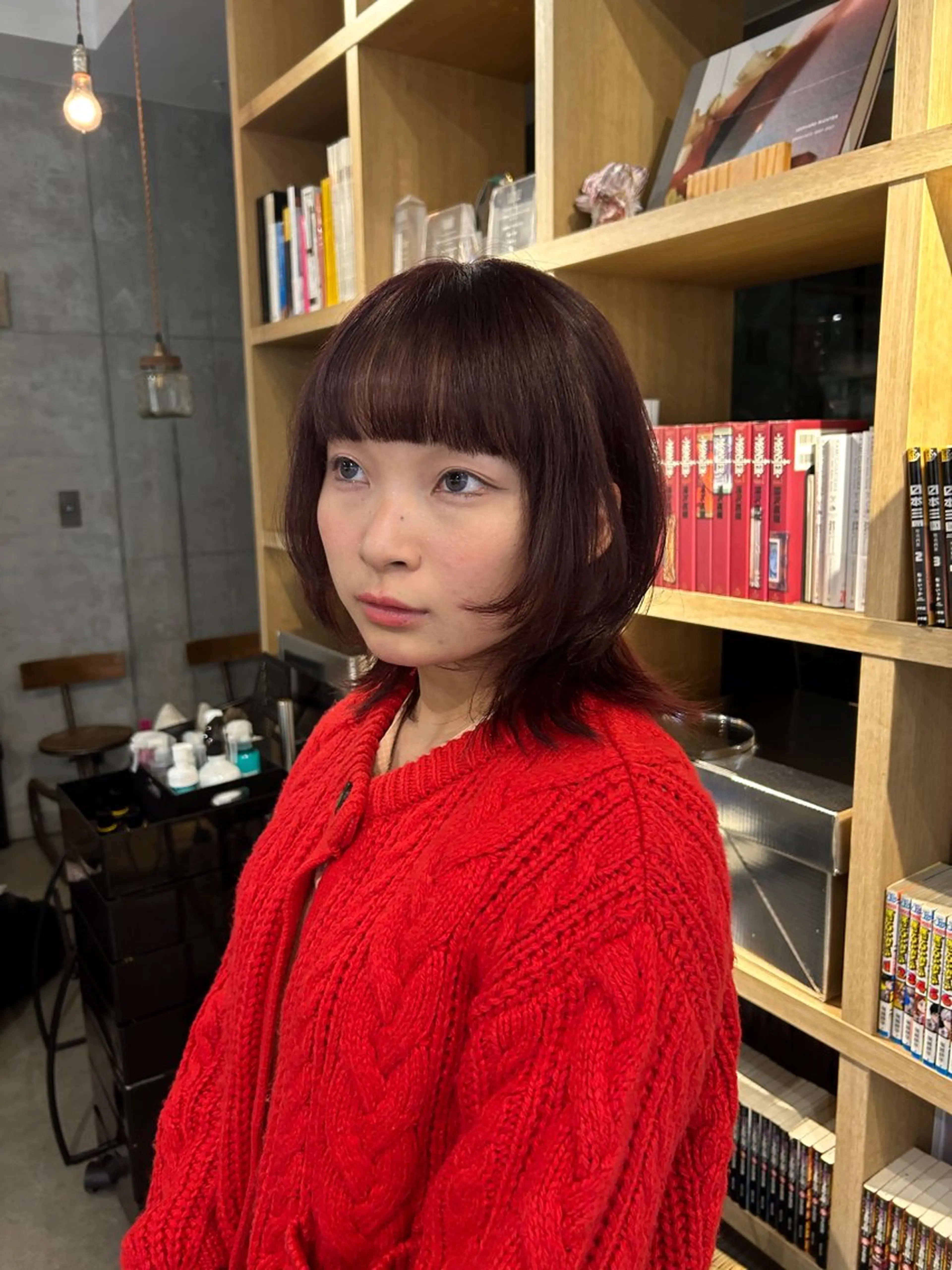 カラー ブラウンカラー レッドカラー 植田 瑠菜のヘアスタイル