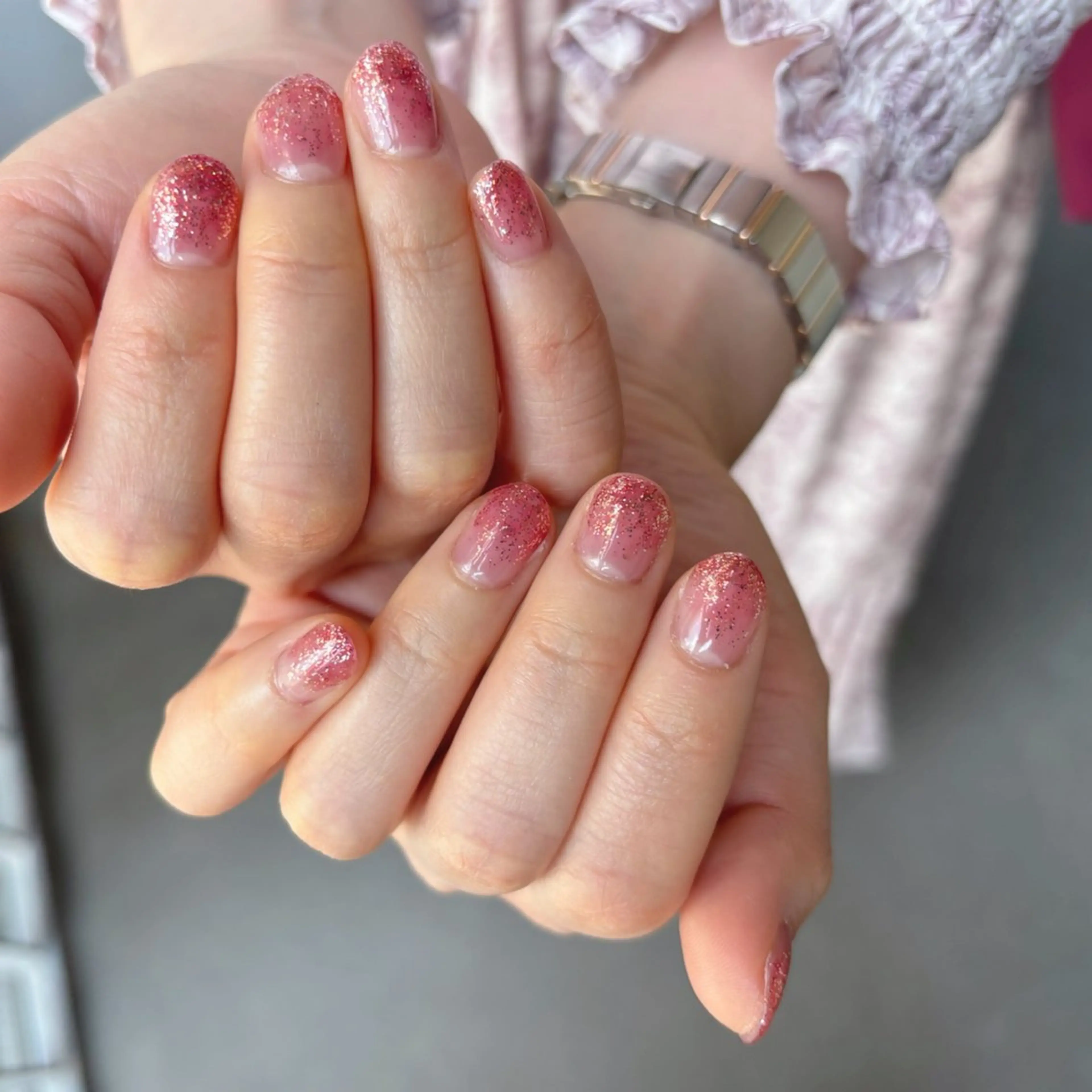 ネイル ラメ(グリッター) ピンク AmoNAIL💅 谷町4丁目のネイルデザイン