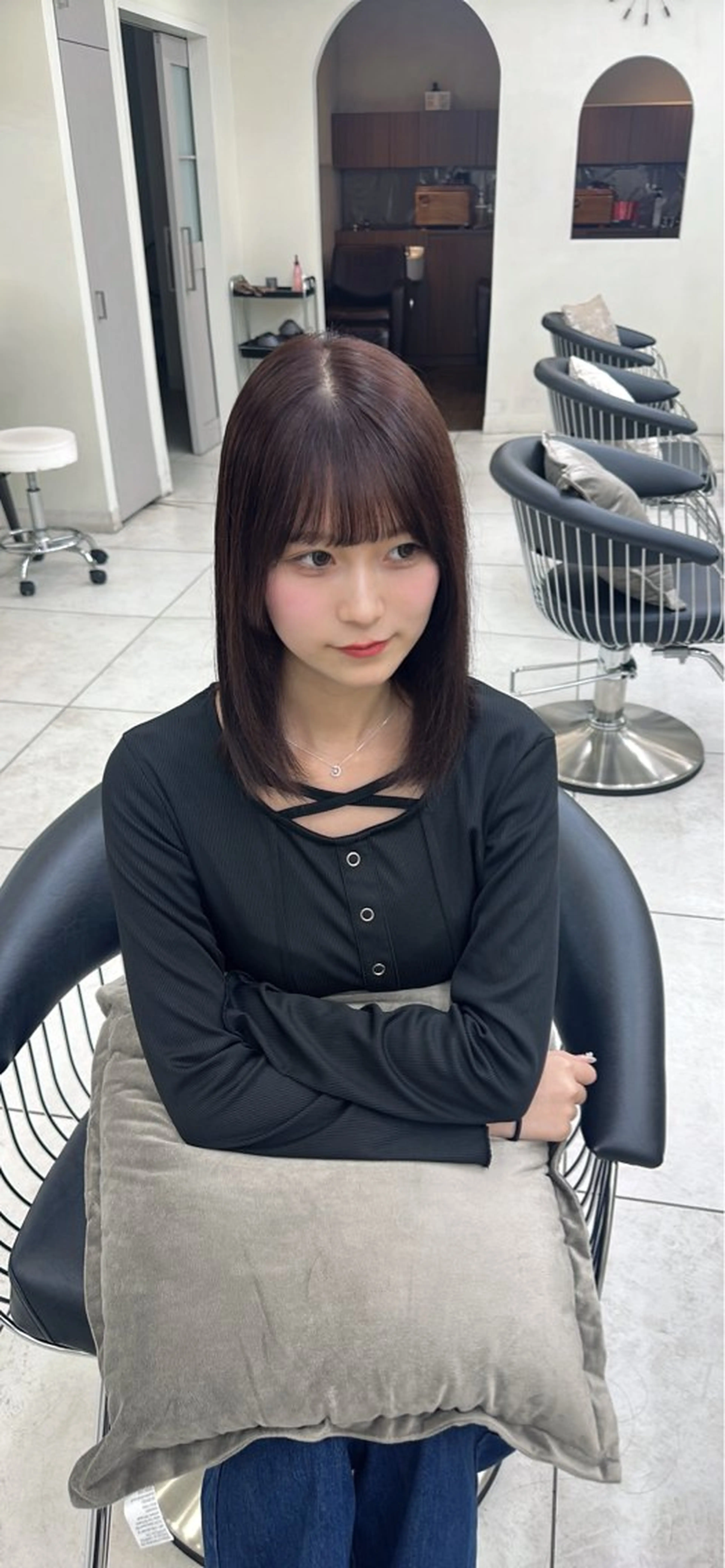 セミロング カラー ベージュカラー ブリーチ ラベンダーカラー ラベンダーベージュ 縮毛矯正 ヘアカラー euphoria銀座所属・縮毛矯正／艶髪🖤 銀座/HARUKAのヘアスタイル