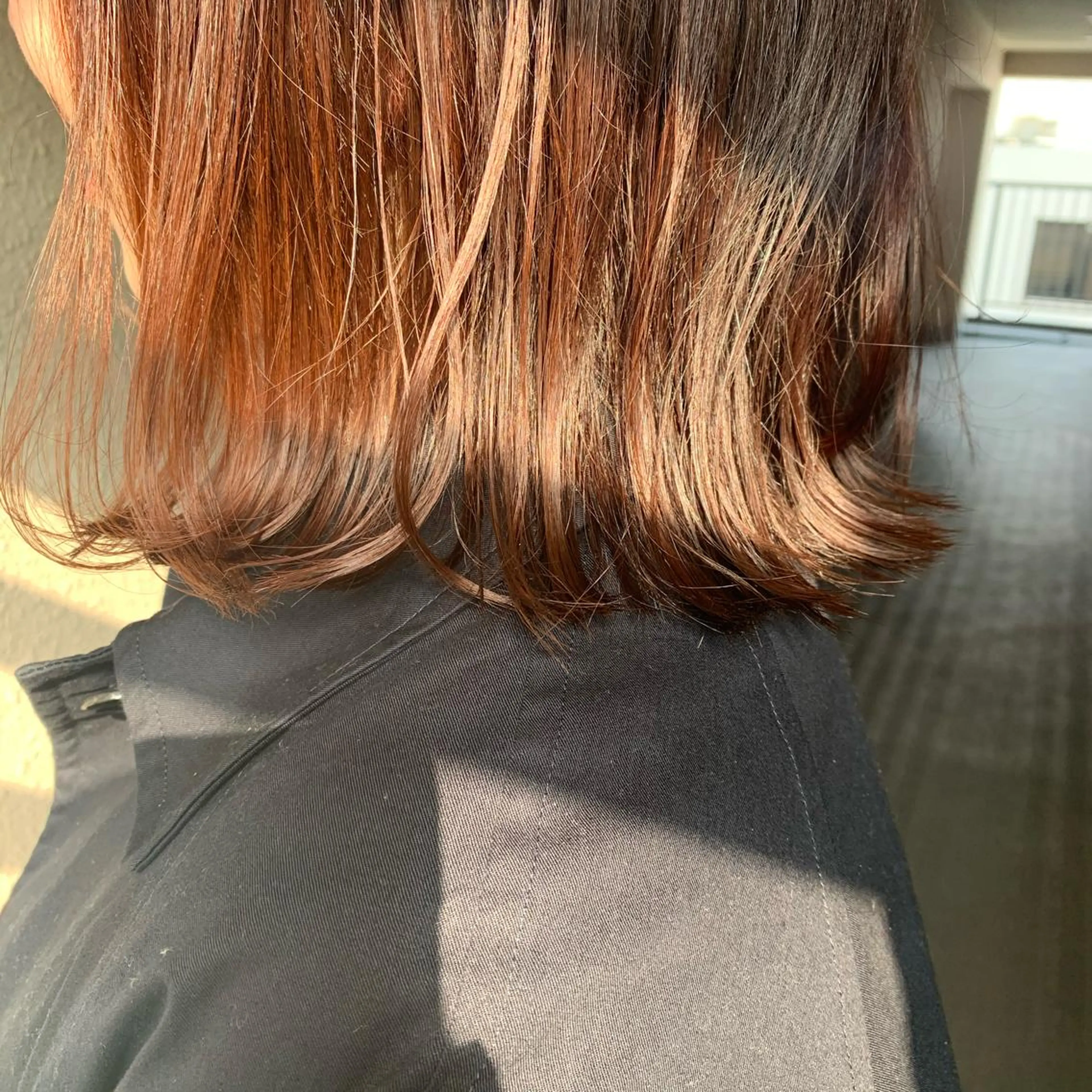 ミディアム カラー ブラウンカラー オレンジ オレンジブラウン カット ヘアカラー chouette/ 根本優希のヘアスタイル