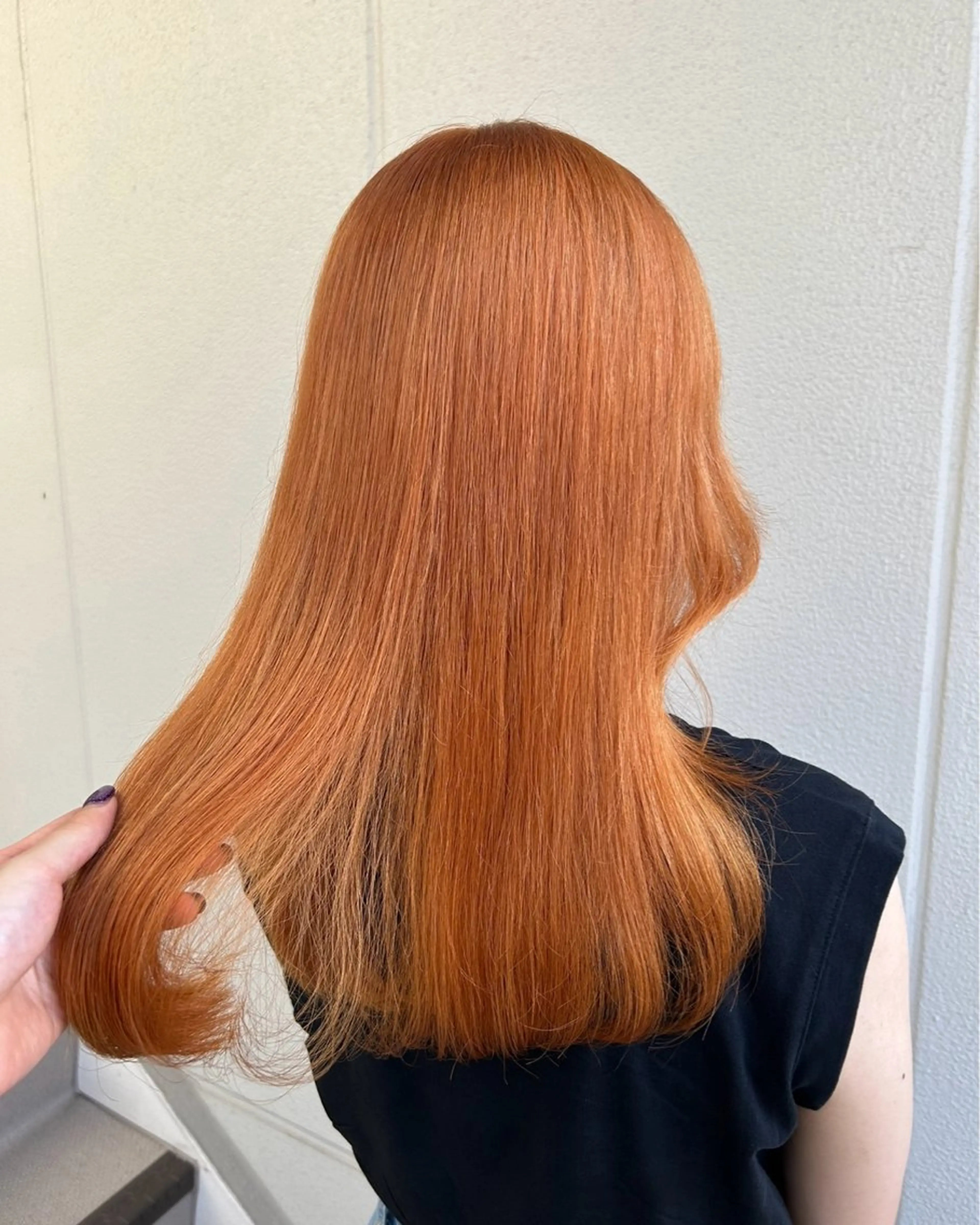 セミロング カラー ヘアアレンジ ベージュカラー オレンジ オレンジベージュ イエローカラー 《暖色/韓国レイヤー 》🇰🇷桑原ユキネのヘアスタイル