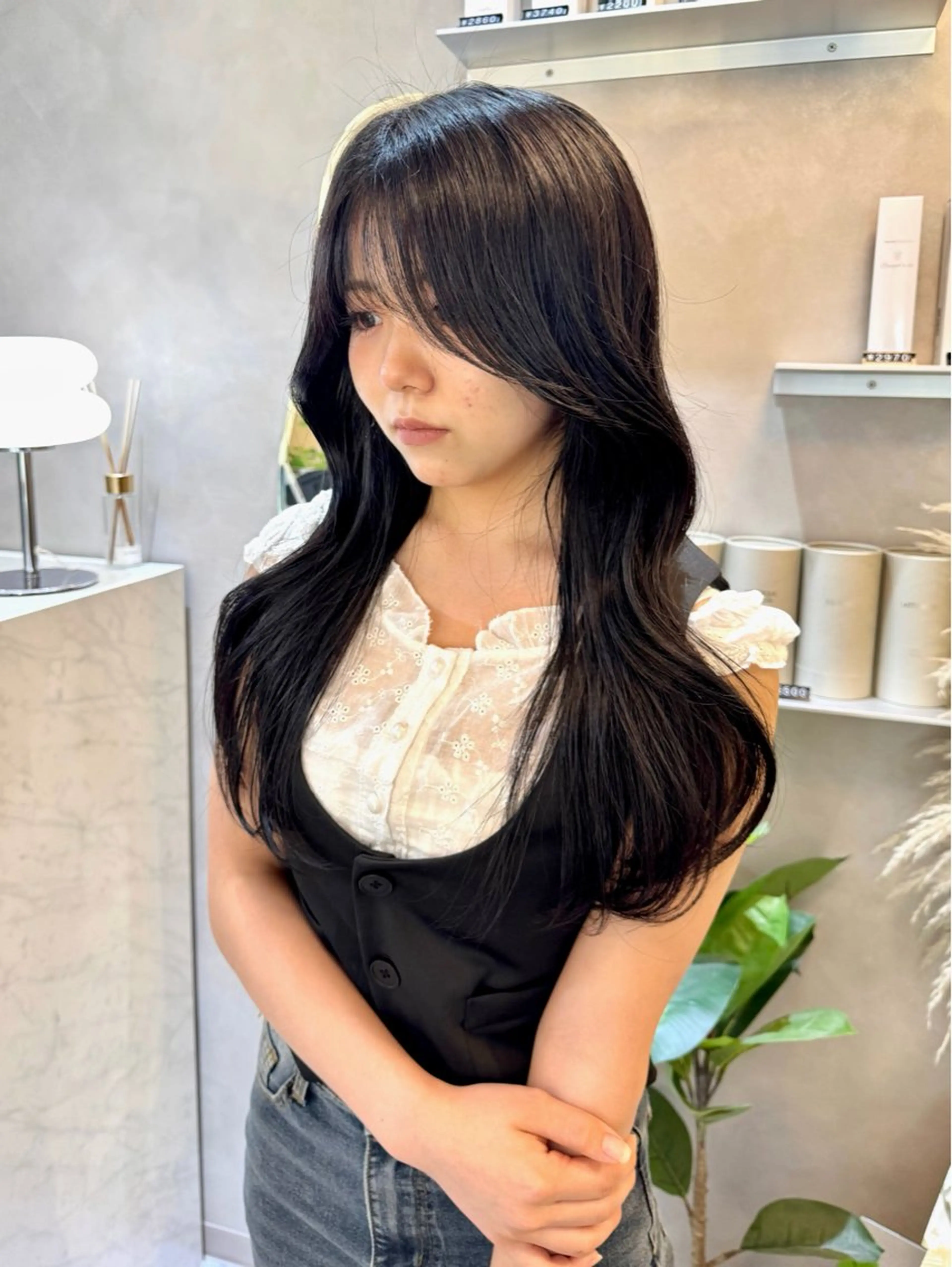 ロング カラー カット ヘアカラー トリートメント 韓国ヘア🇰🇷/ 顔まわり/松田光里のヘアスタイル