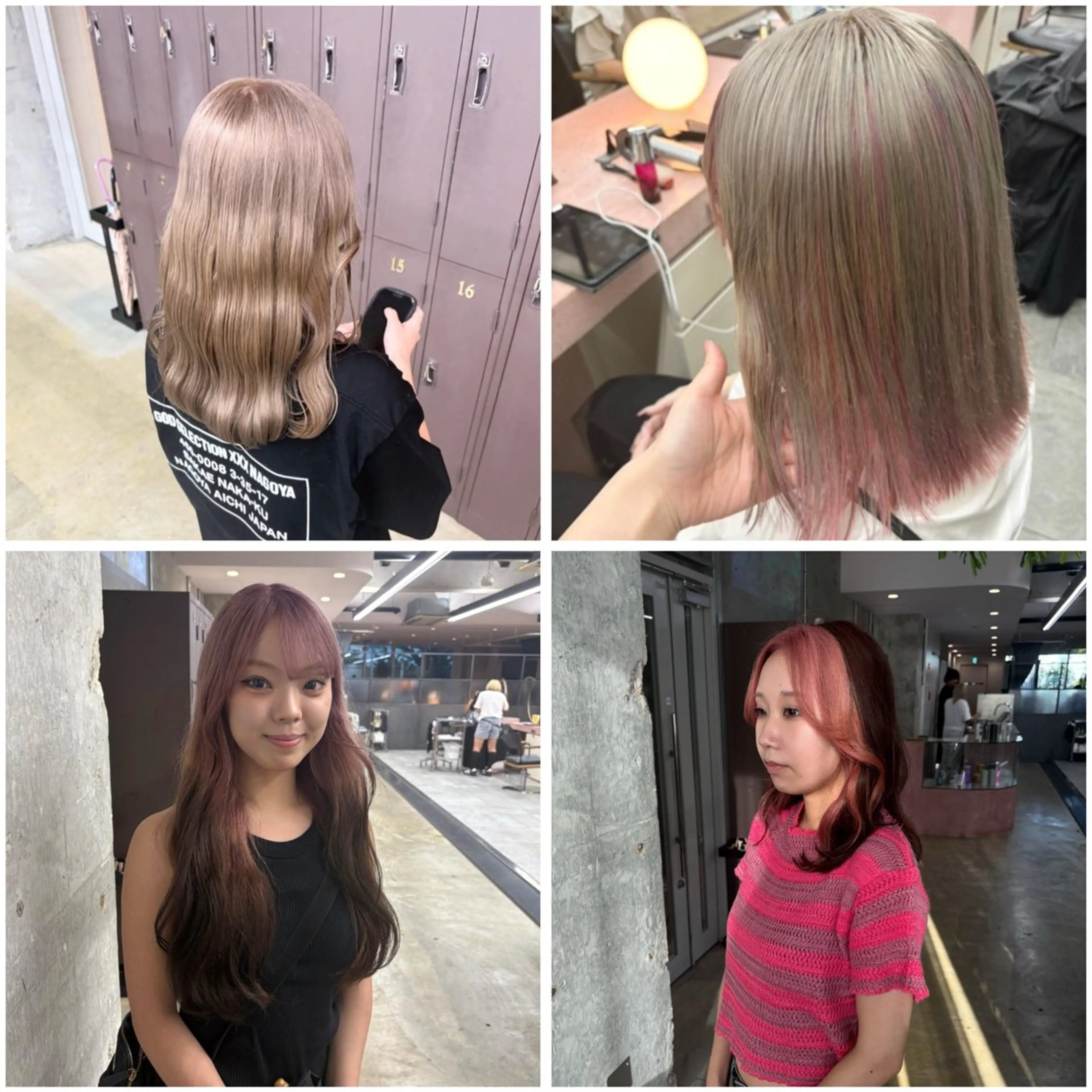 ロング カット ヘアカラー トリートメント 鈴木瑛里／ブロンド ベージュ／ピンクのヘアスタイル