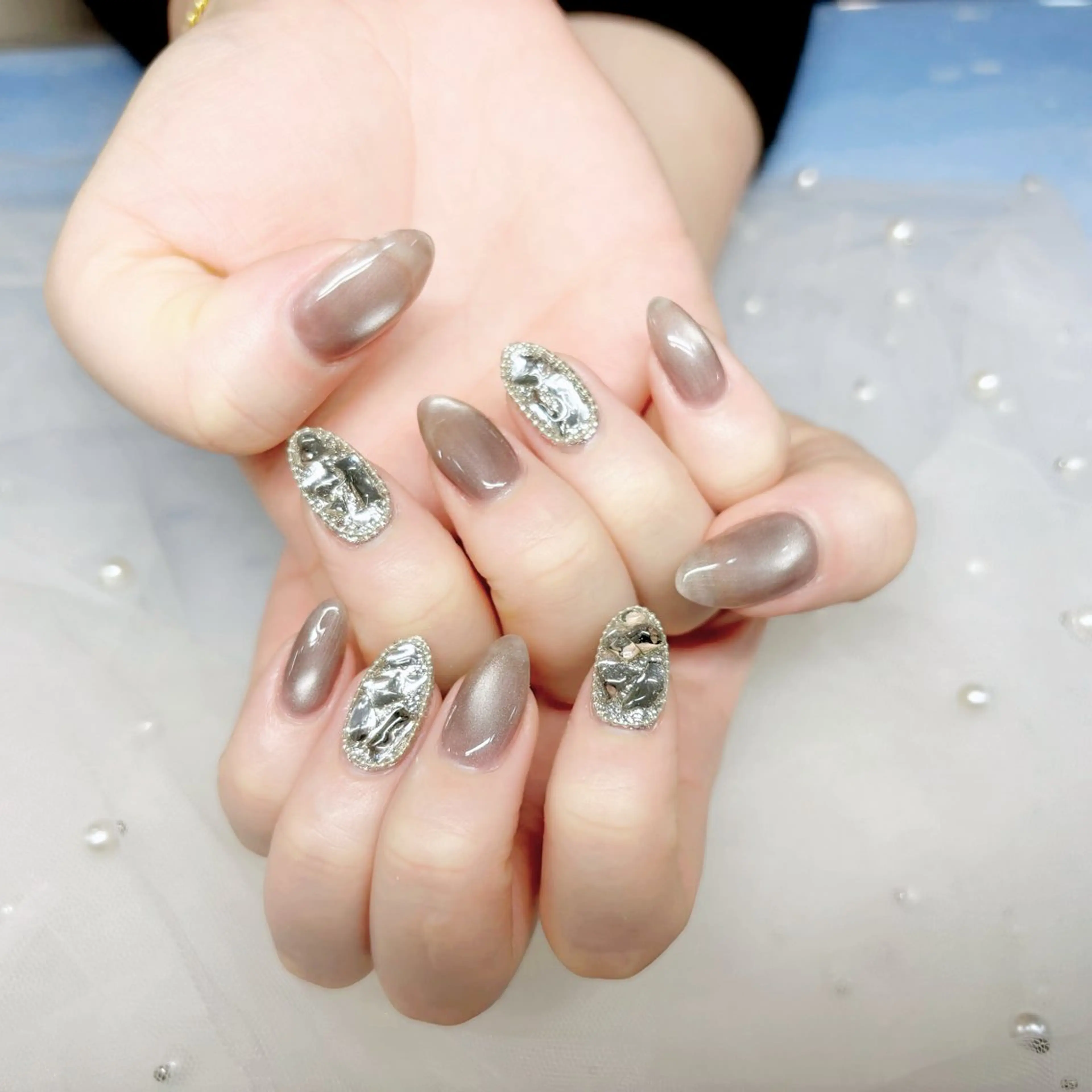 ネイル ハンドネイル H3 Nail Tsuki🦋💙のネイルデザイン
