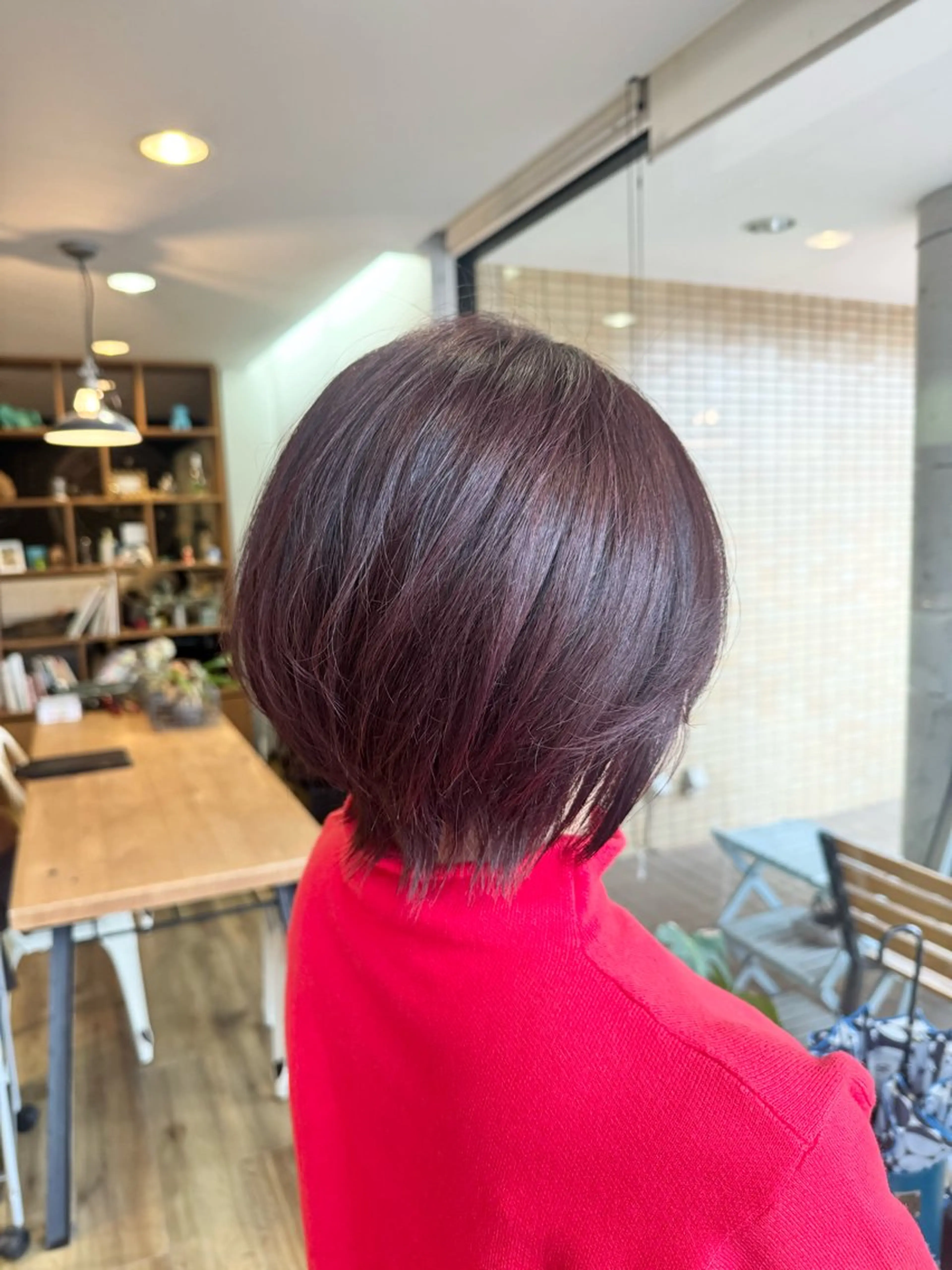 ショート カラー ピンクカラー バイオレットカラー バイオレットピンク ヘアカラー トリートメント ツキダテ ユイのヘアスタイル