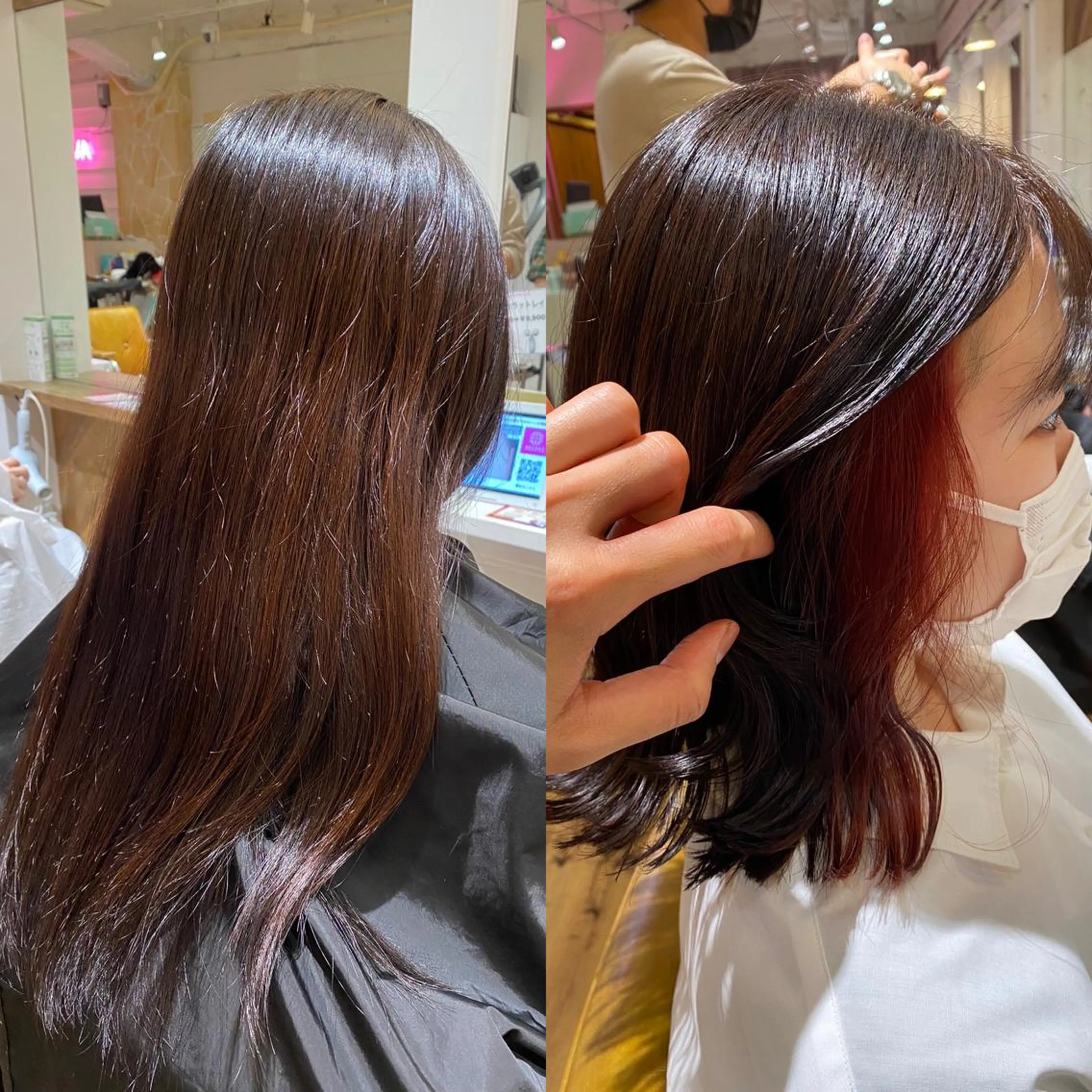 ミディアム カラー パーマ ヘアアレンジ カット ヘアカラー 暗髪透明感カラー/ インナー/小島良太のヘアスタイル