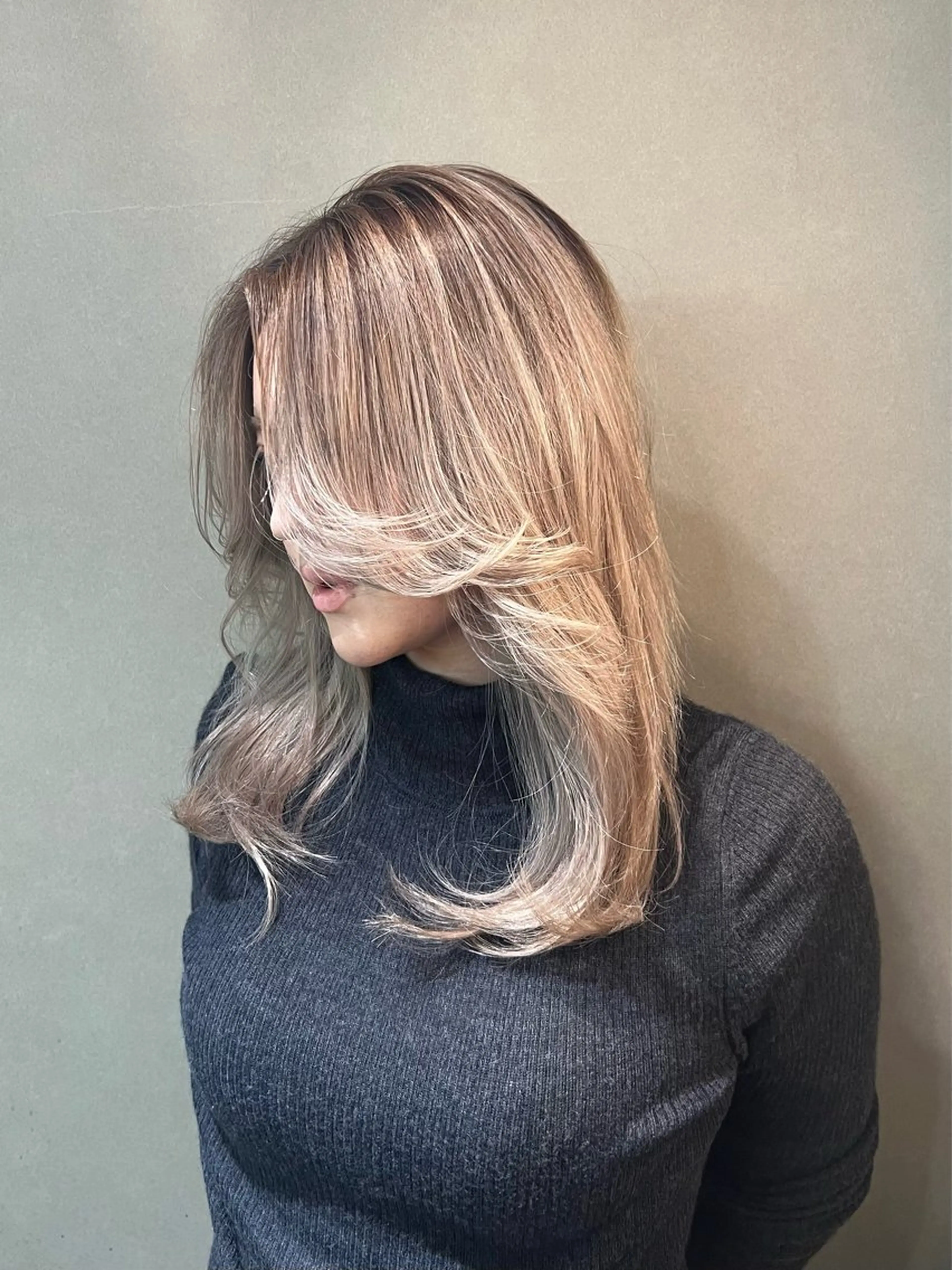 セミロング カラー カット ヘアカラー 💖難波レイヤー カット💖ツバサのヘアスタイル