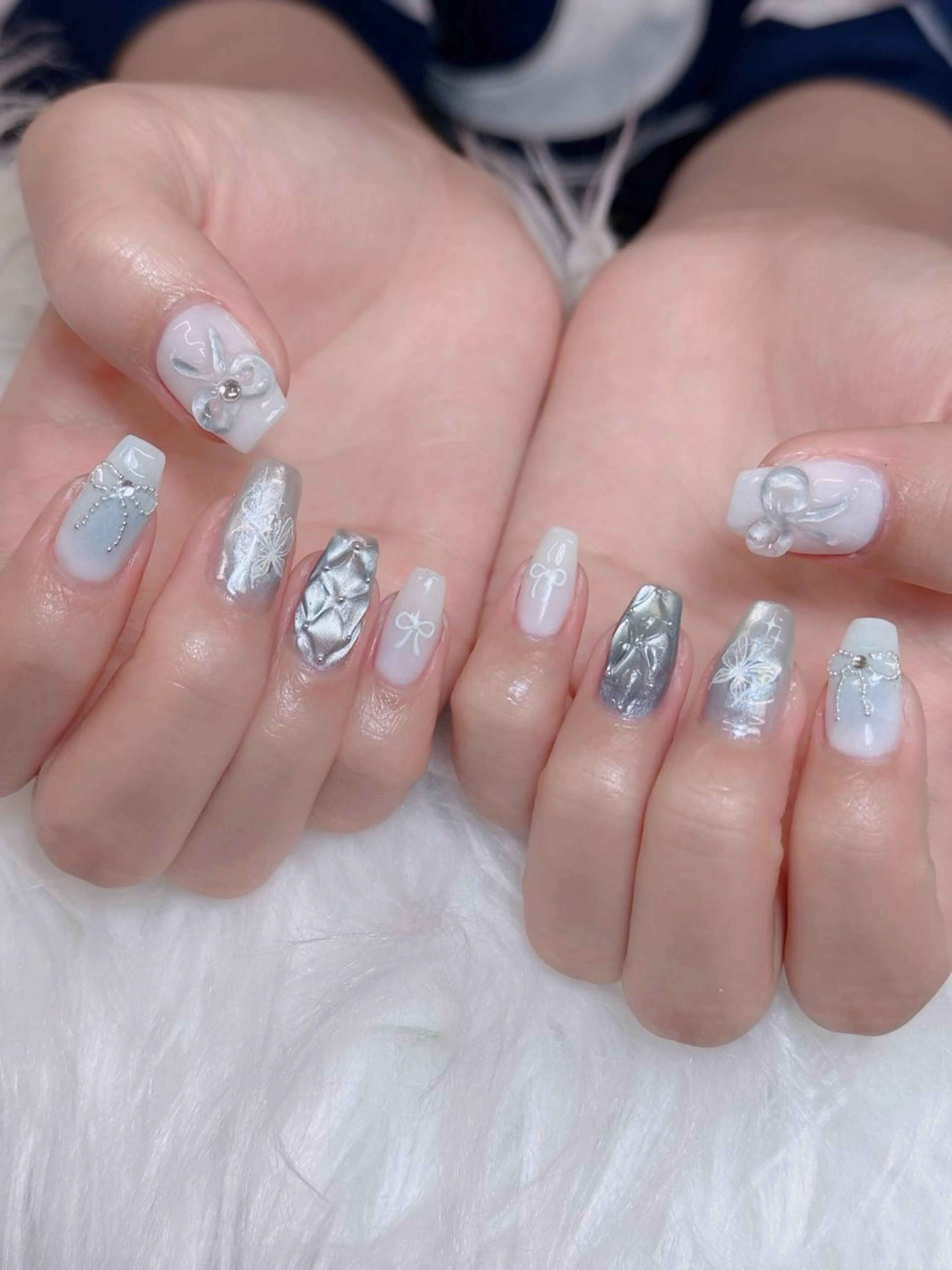 ネイル オーロラネイル チークネイル フットネイル フレンチネイル 韓国ネイル ハンドネイル Lumi Nail 新大久保3‘のネイルデザイン