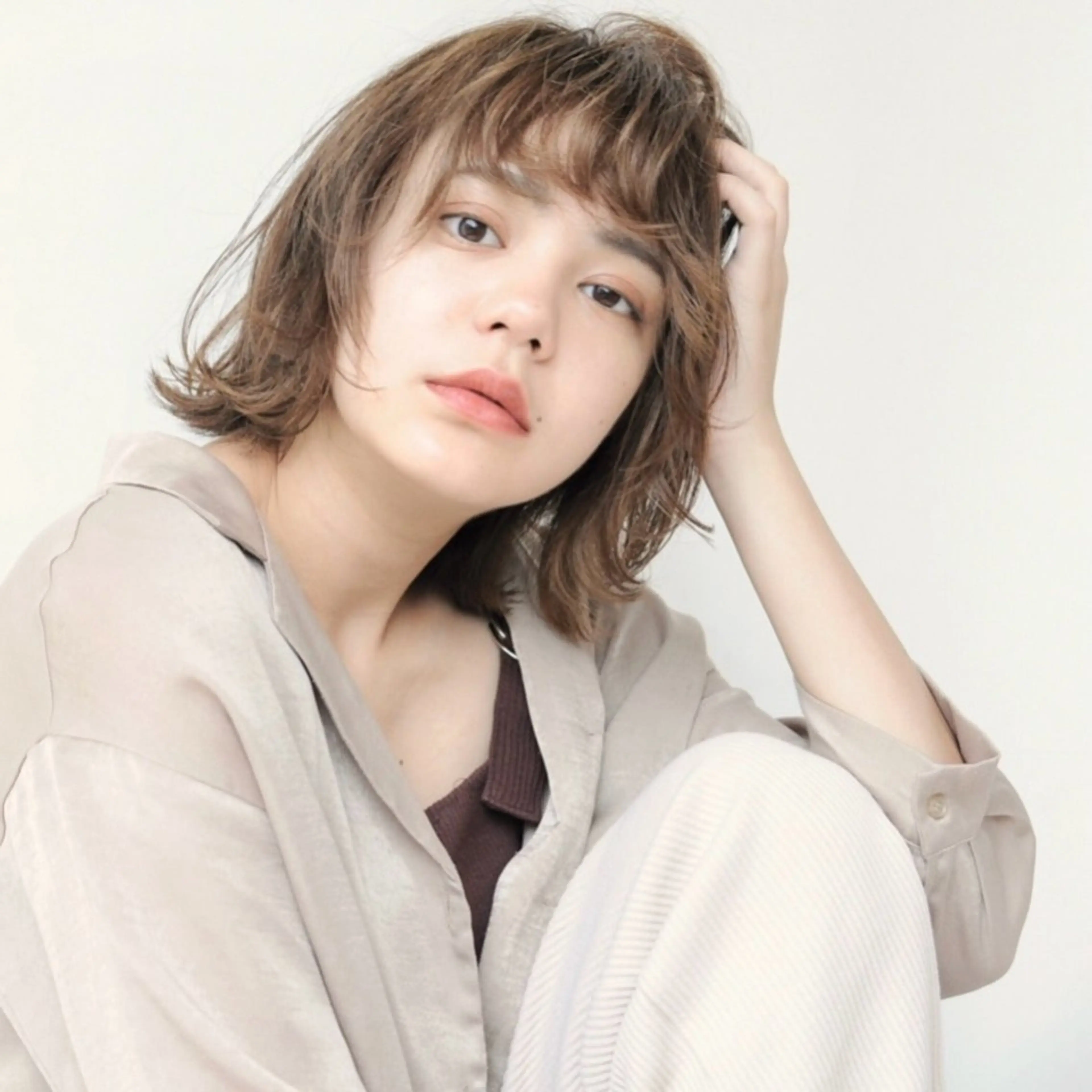 ミディアム カラー パーマ カット ヘアカラー 南澤 佑介のヘアスタイル