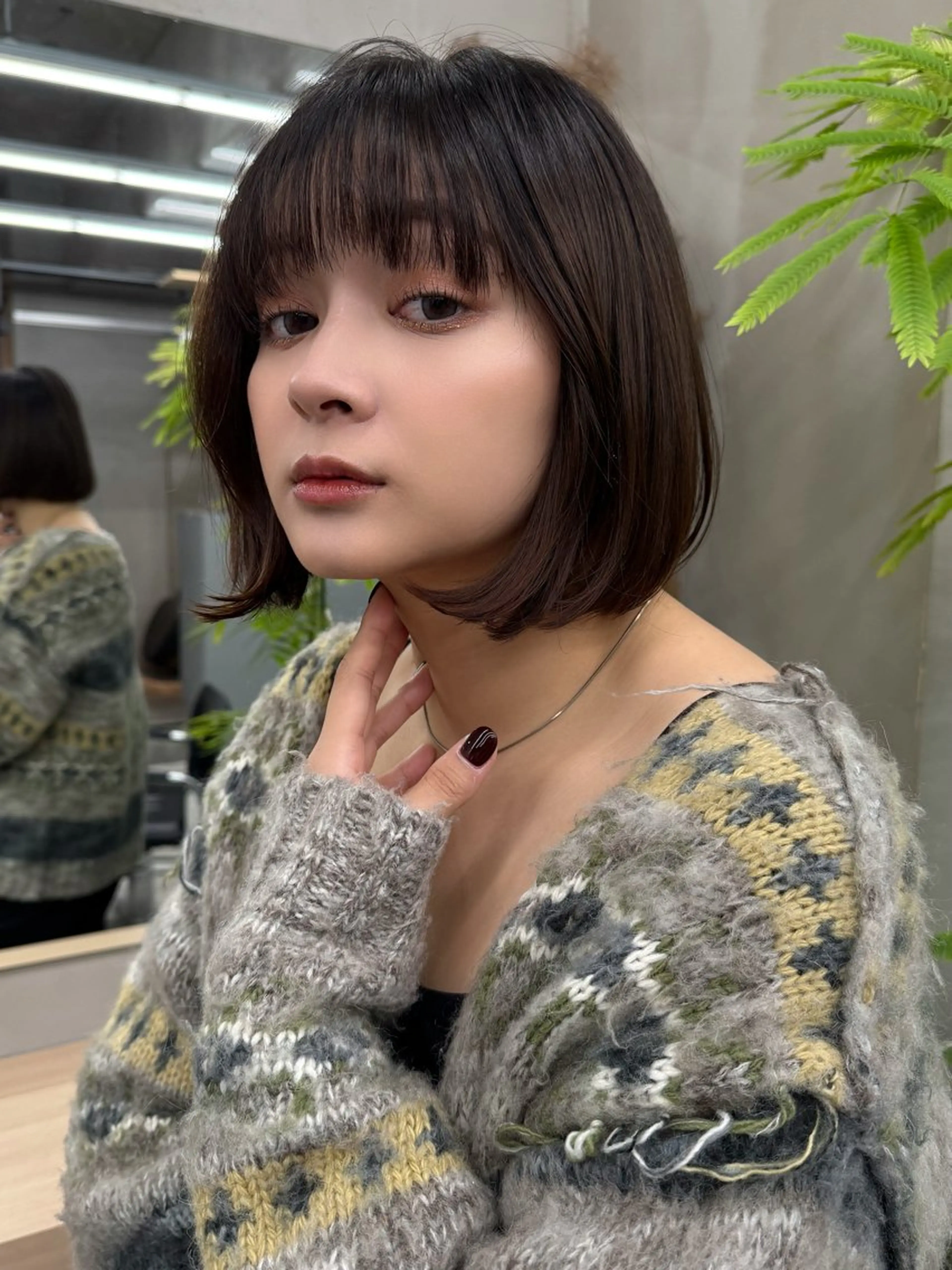 ショート カット ヘアカラー 切りっぱなしボブ/ 小顔ボブNANAのヘアスタイル