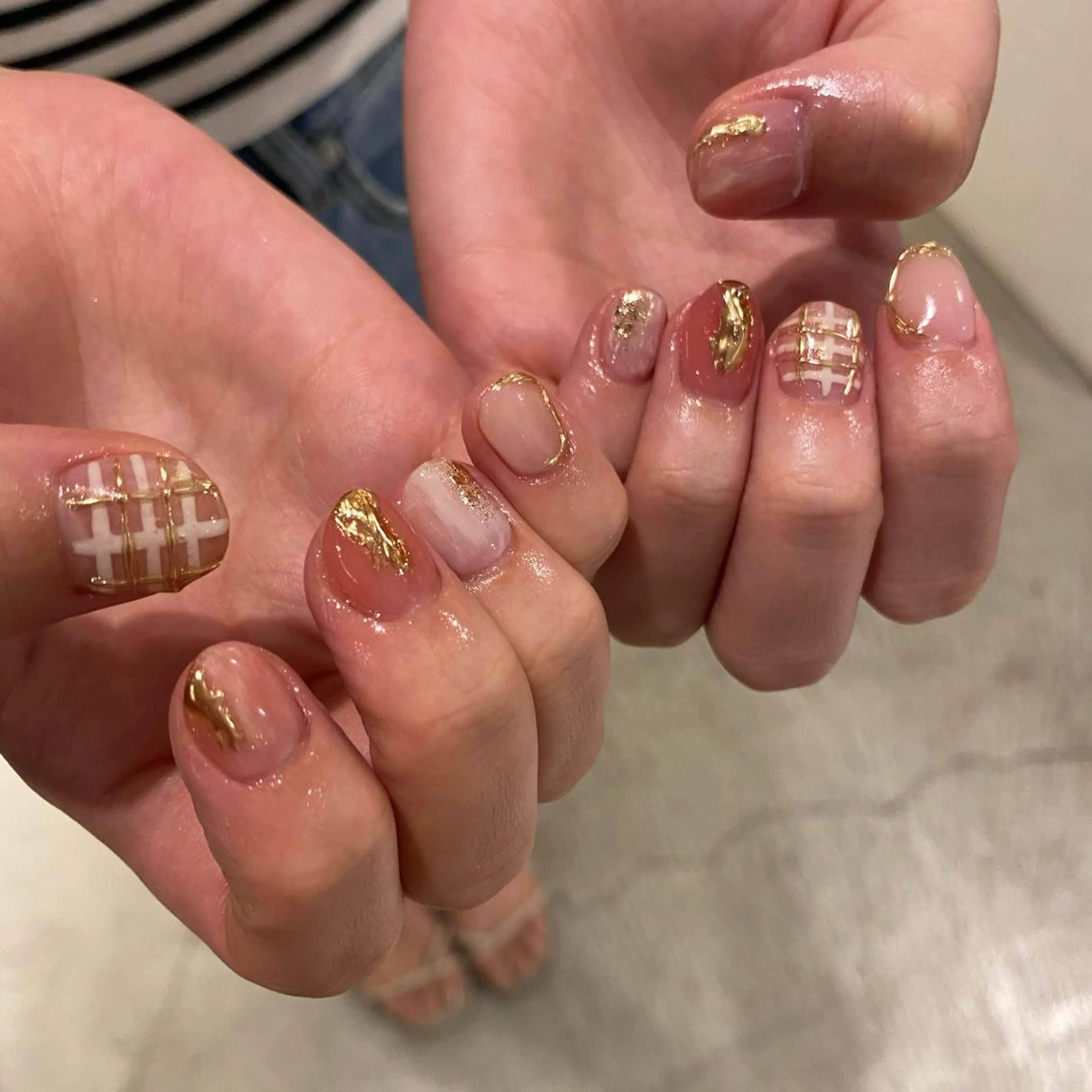 ネイル ニュアンスネイル ピンク eyenico難波 池阪のマツエク・マツパデザイン