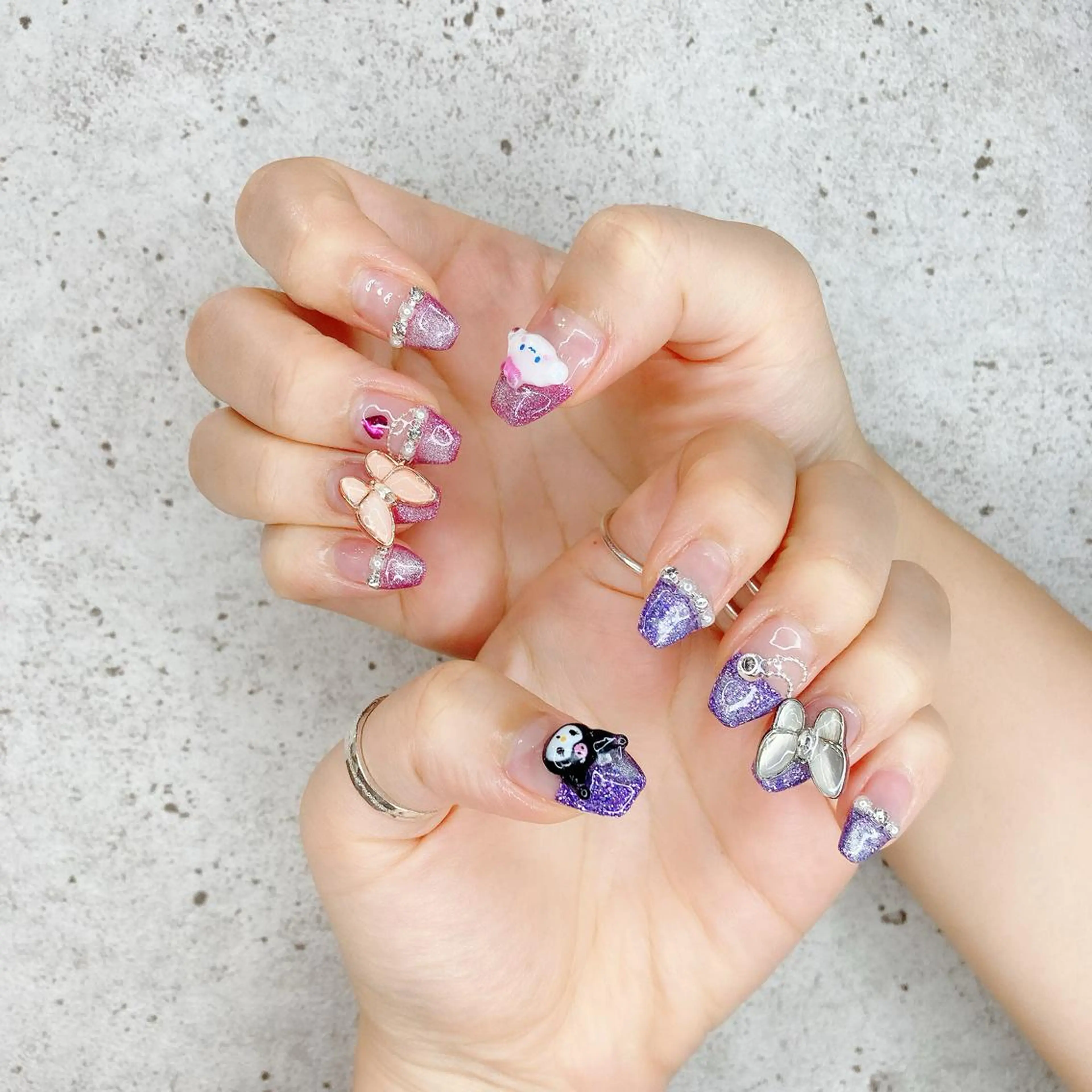 ネイル フレンチネイル ジェルネイル キラキラネイル マグネットネイル マグネットフレンチ ハンドネイル Nail Kのネイルデザイン