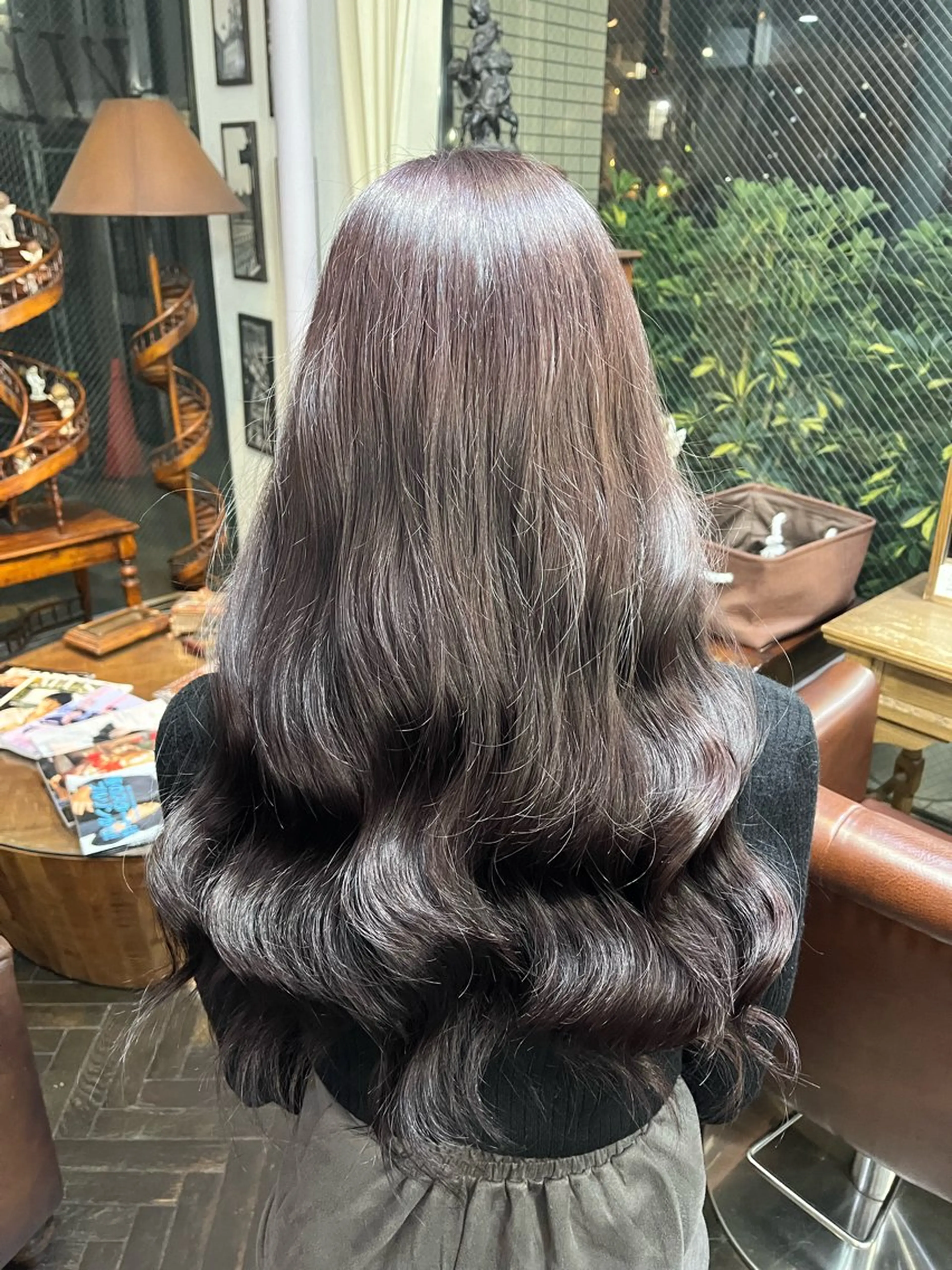 ロング ピンクブラウン ヘアカラー デザインカラー/ コーンロウのヘアスタイル