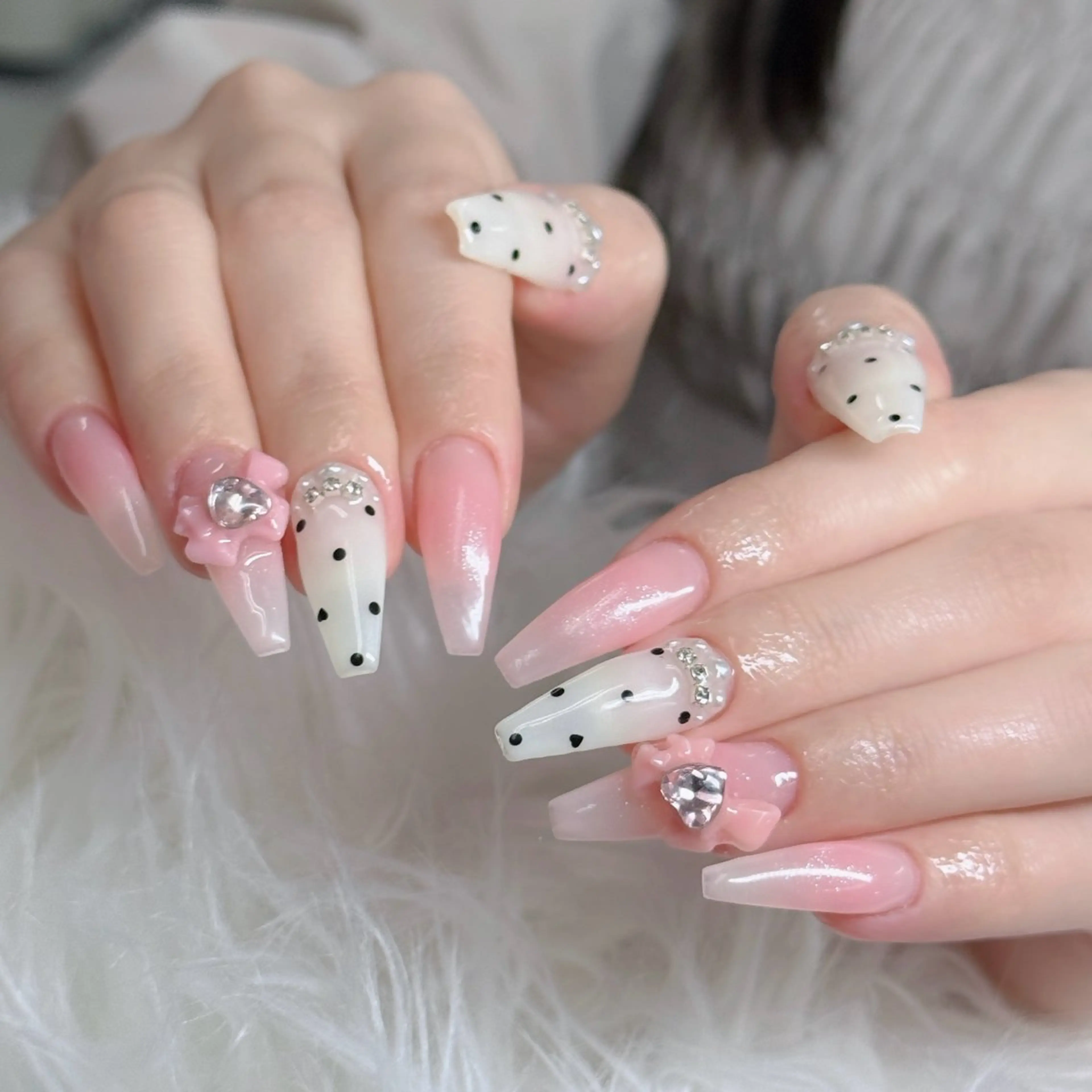 ネイル ロングネイル マグネットネイル リボン 夏ネイル スーパーロングネイル ハンドネイル Hani nailsalonのネイルデザイン