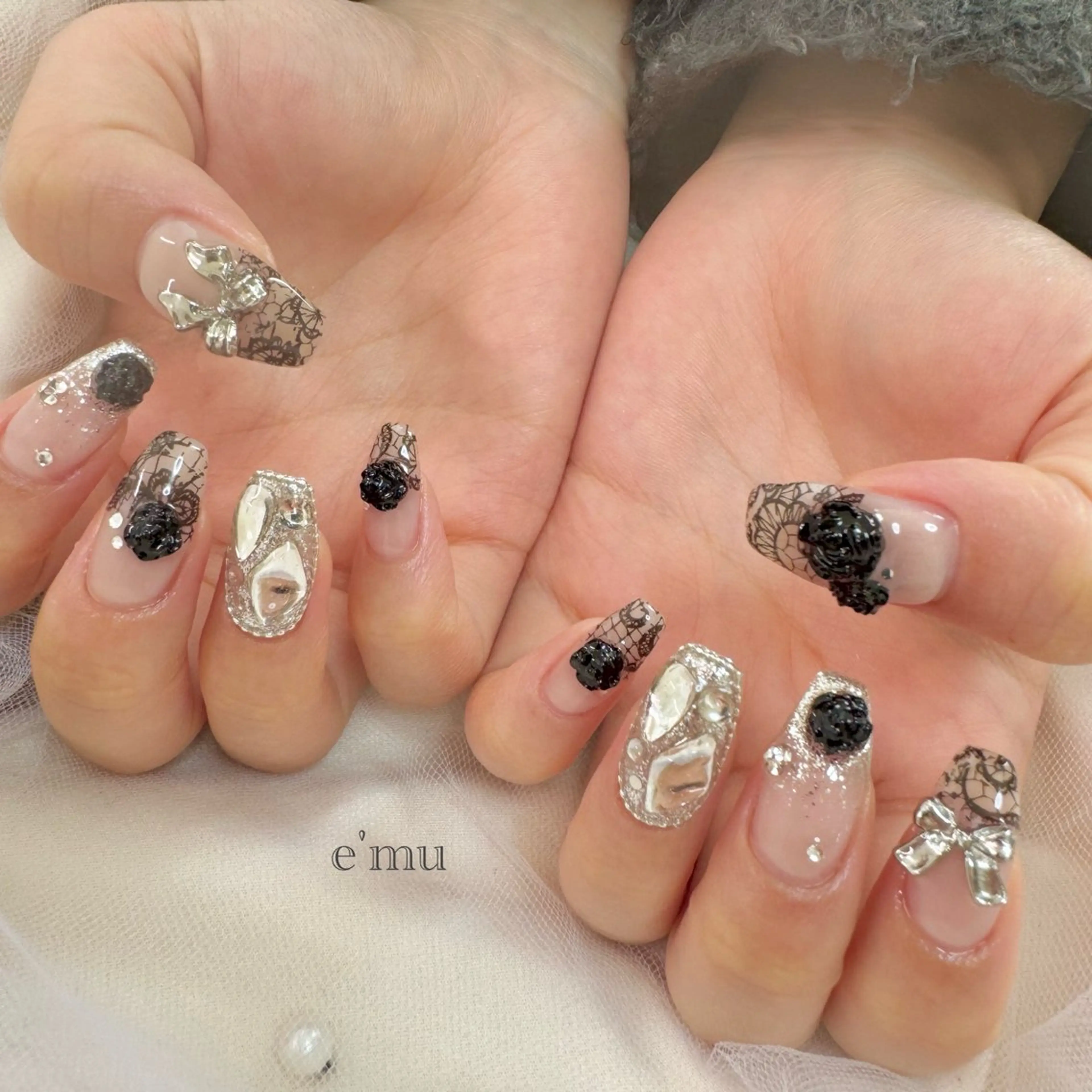 ネイル レース ハンドネイル nail salon e'mu💐のネイルデザイン