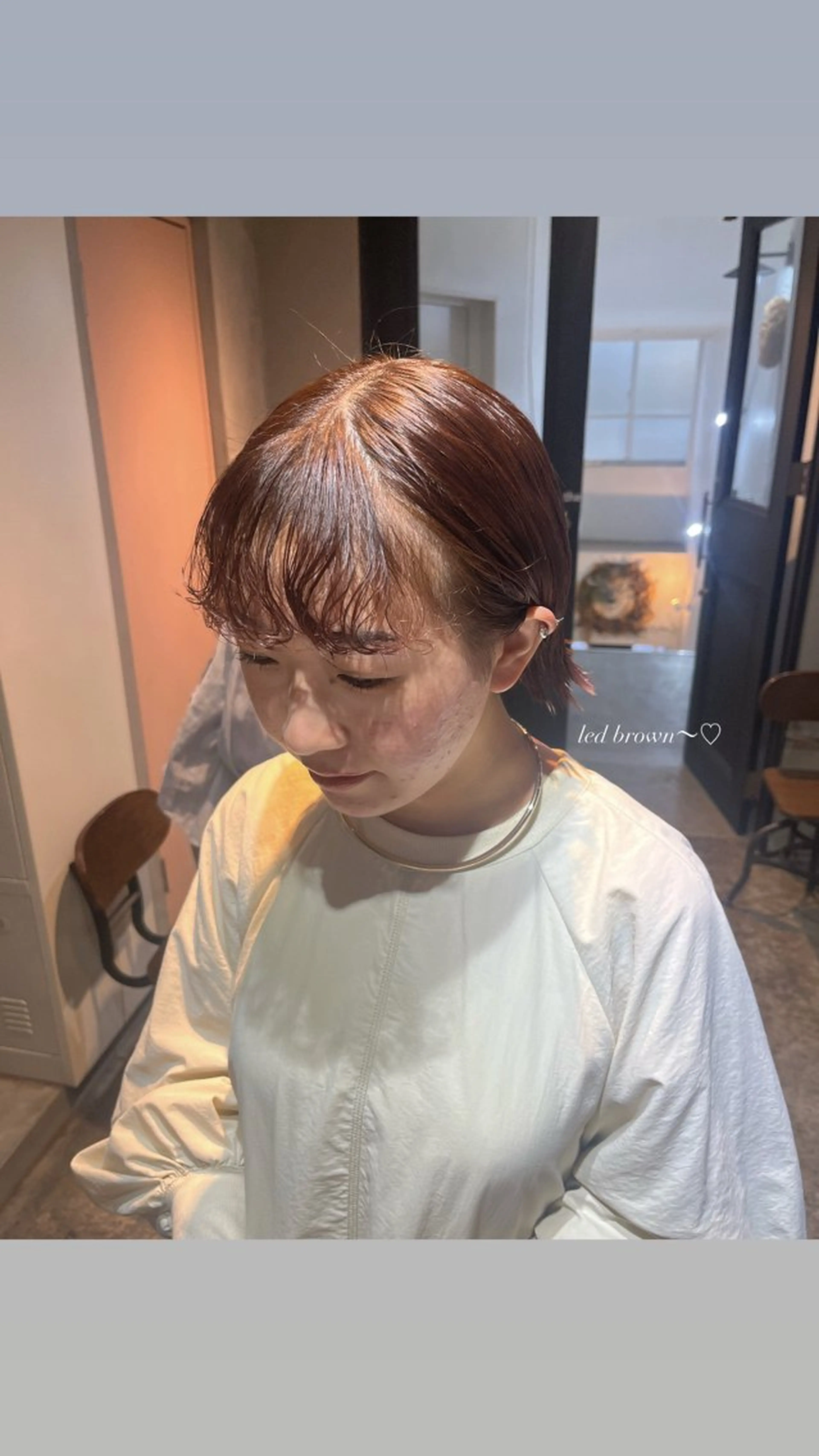 ミディアム カラー ヘアアレンジ ブラウンカラー レッドカラー レッドブラウン ヘアカラー トリートメント 光本 杏のヘアスタイル