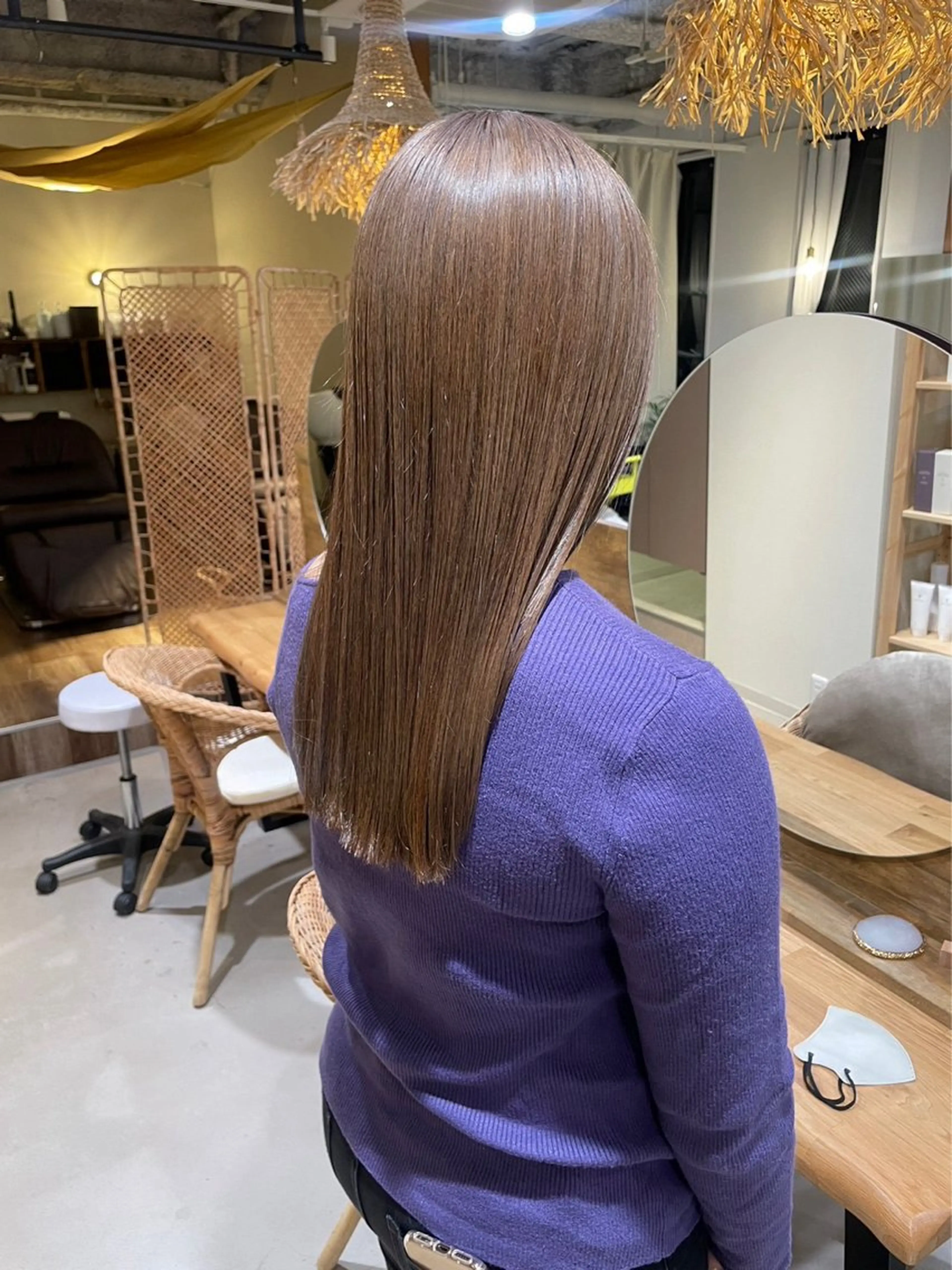 ロング shu ブラウンピンクカラーのヘアスタイル