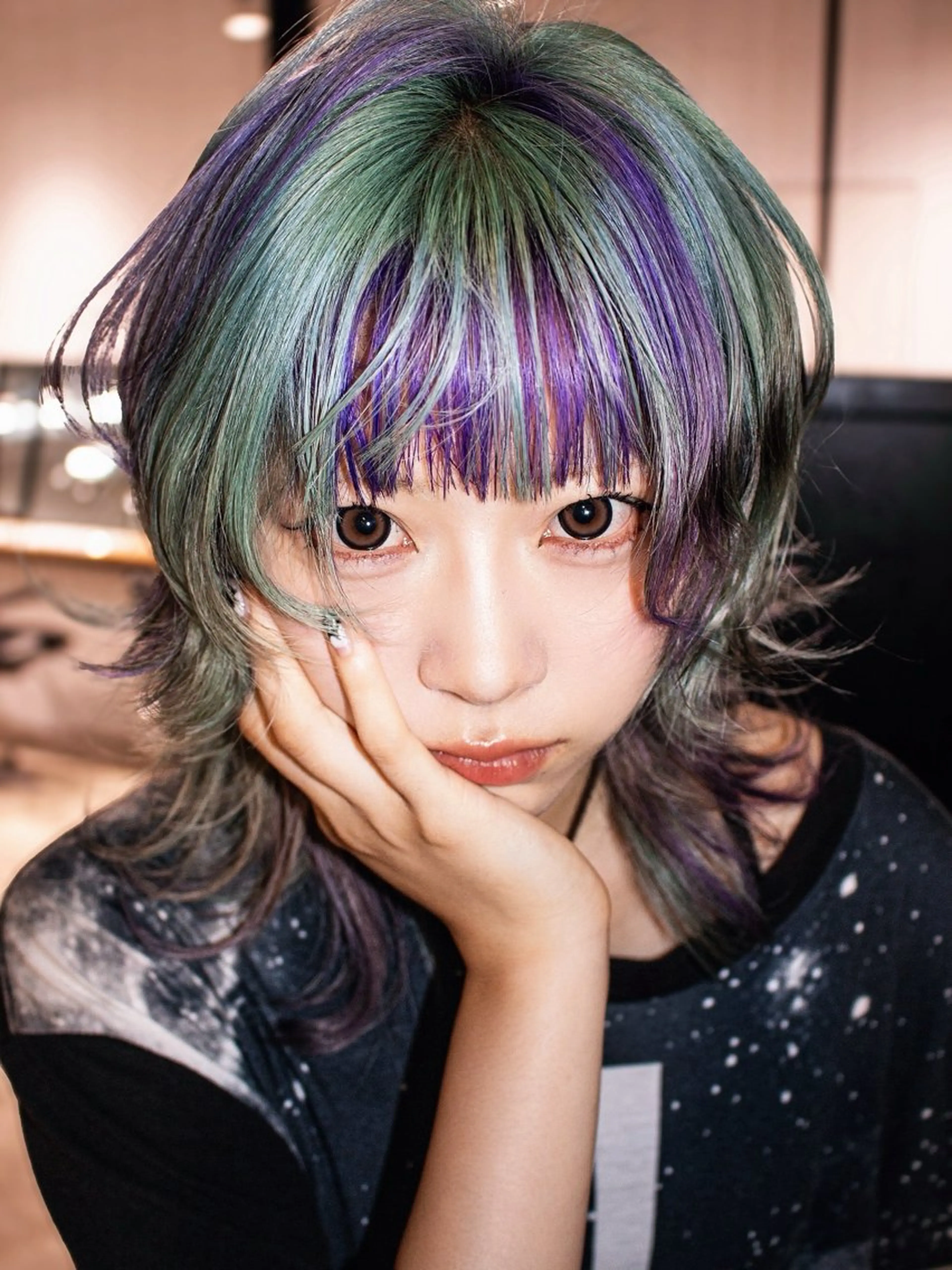 セミロング カラー カット ヘアカラー トリートメント デザインカラーウルフ なかむらるか🐬💞のヘアスタイル