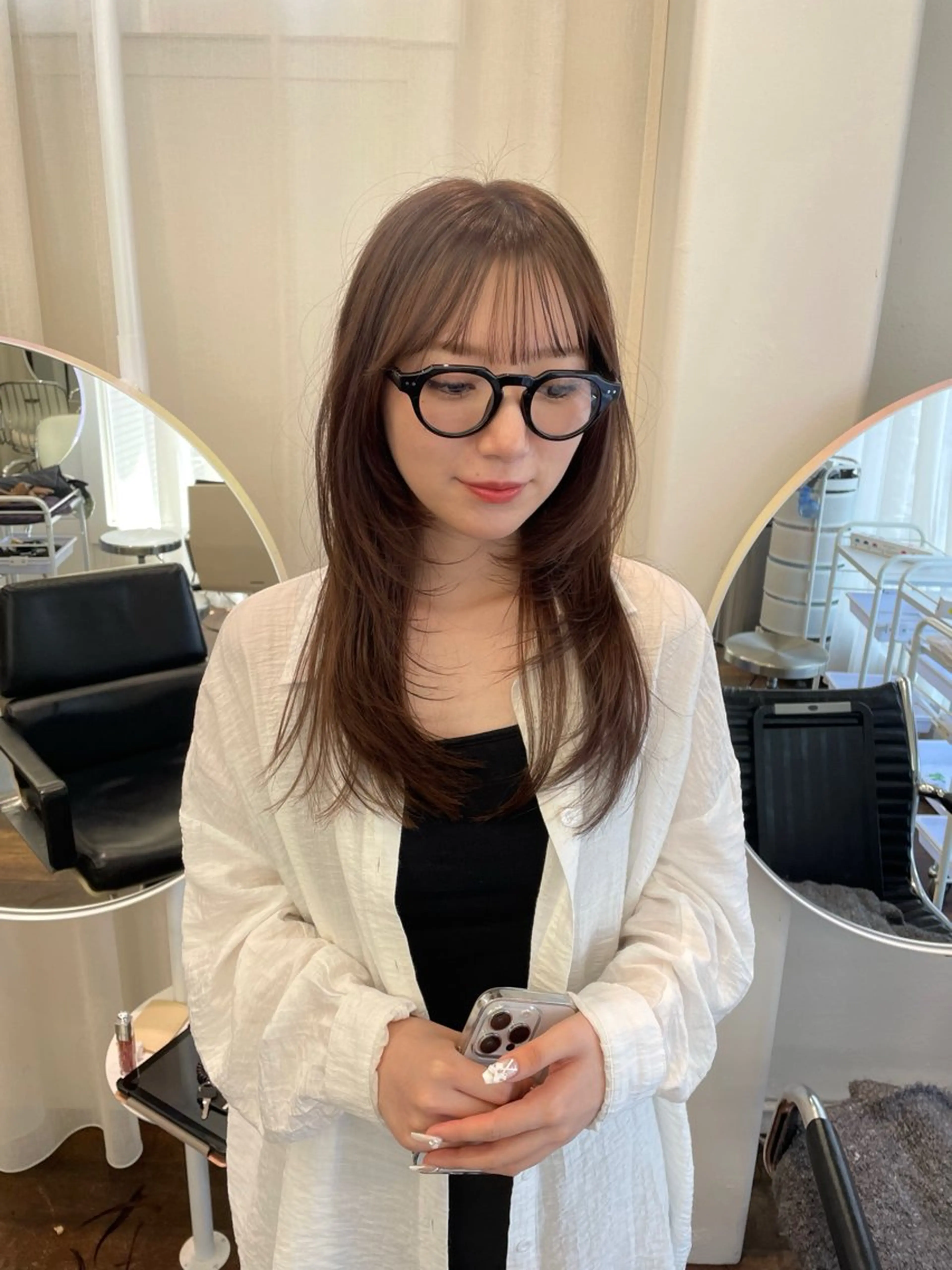 ロング カラー ベージュカラー オリーブベージュ カット ヘアカラー トリートメント レイヤーカット🎀 kanaのヘアスタイル