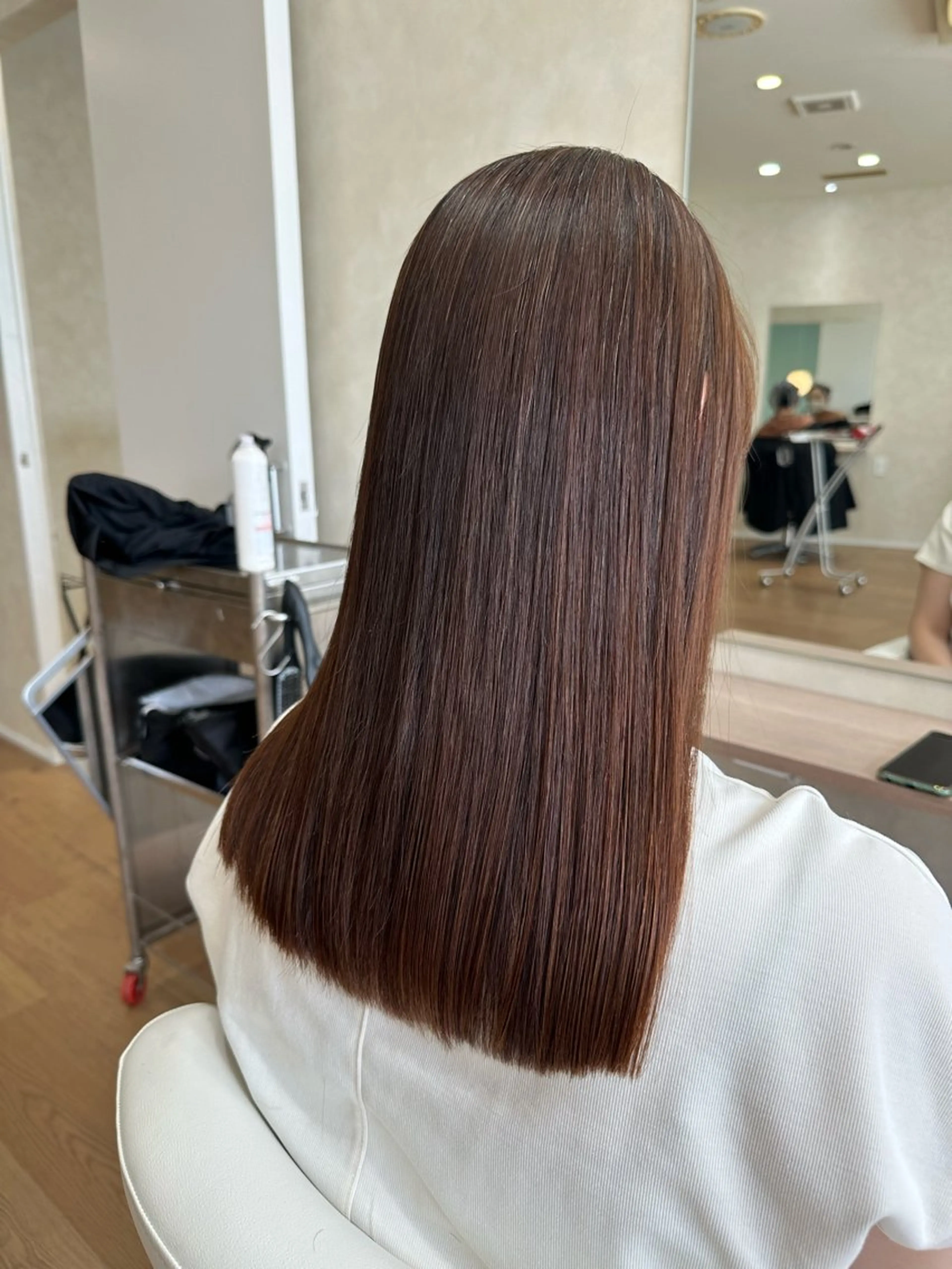 セミロング 縮毛矯正 🍒暖色 カラー🍒yuiのヘアスタイル