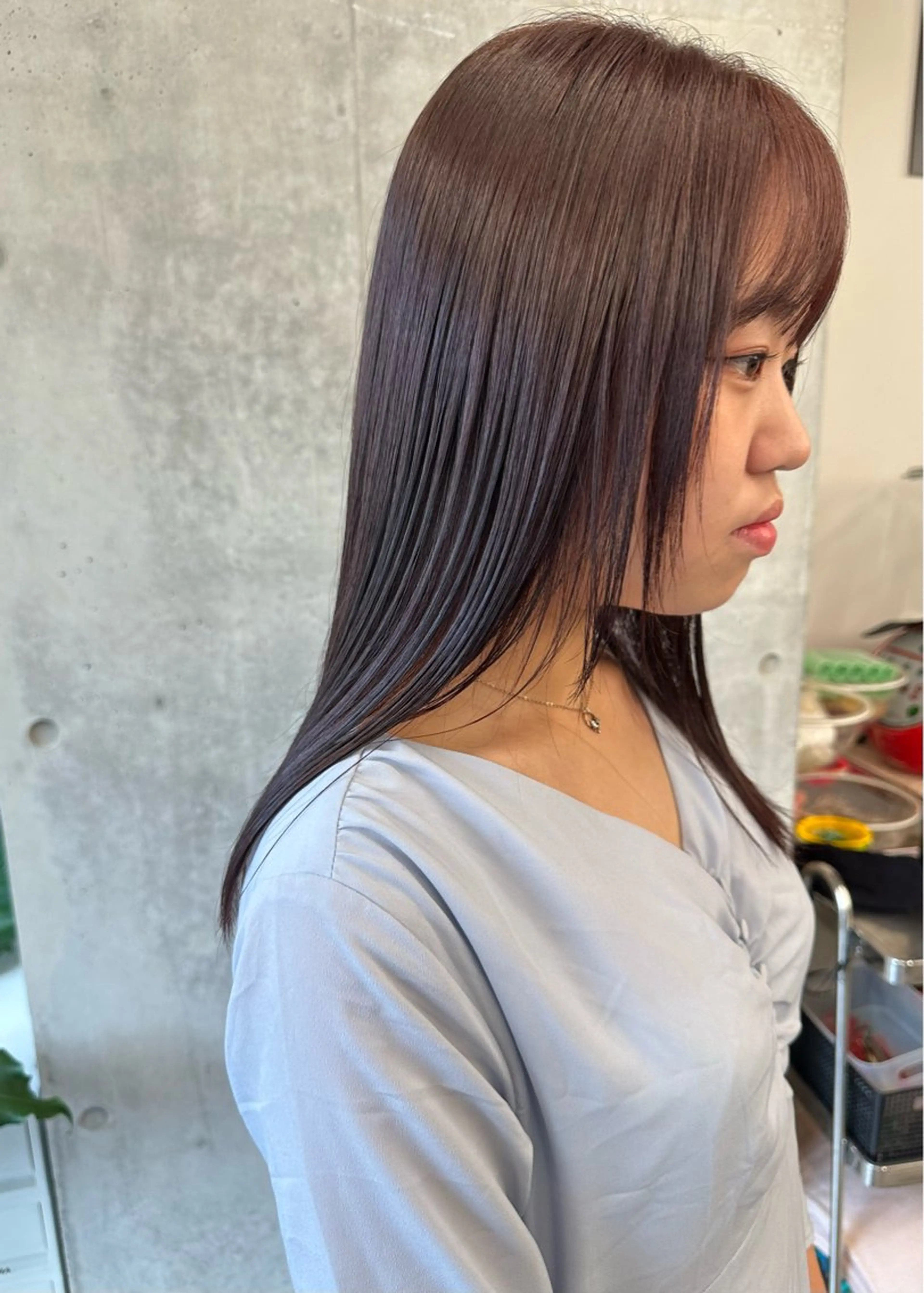 ロング カラー ショートボブ ブリーチ ブラウンカラー ブリーチなしカラー ピンクカラー カット パーマボブ/丸みボブ /くせ毛/とういのヘアスタイル