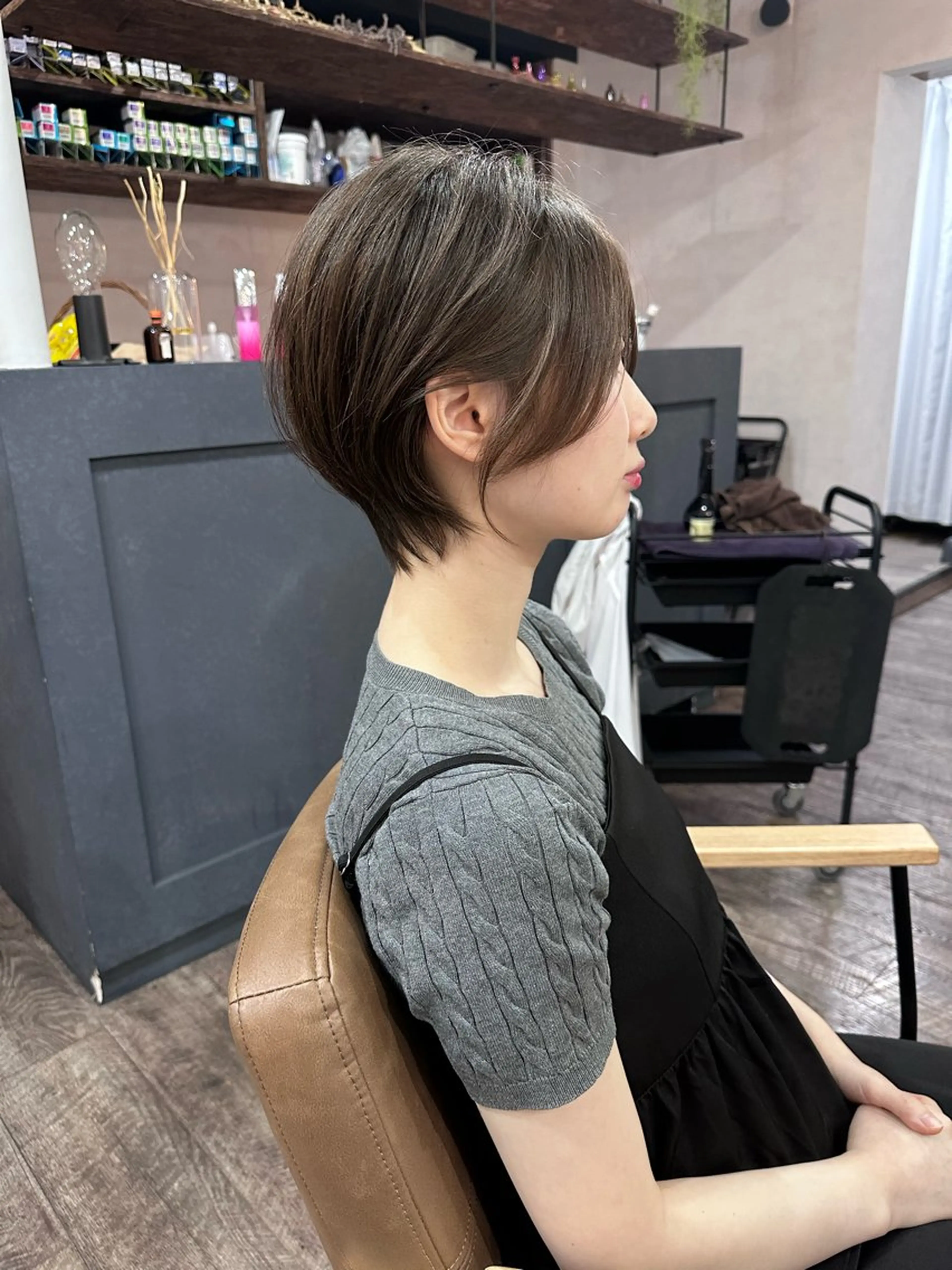 ショート 丸みショート ショートヘア カット ヘアカラー トリートメント t.hair垂門真吾 曲がる縮毛矯正/ボブのヘアスタイル