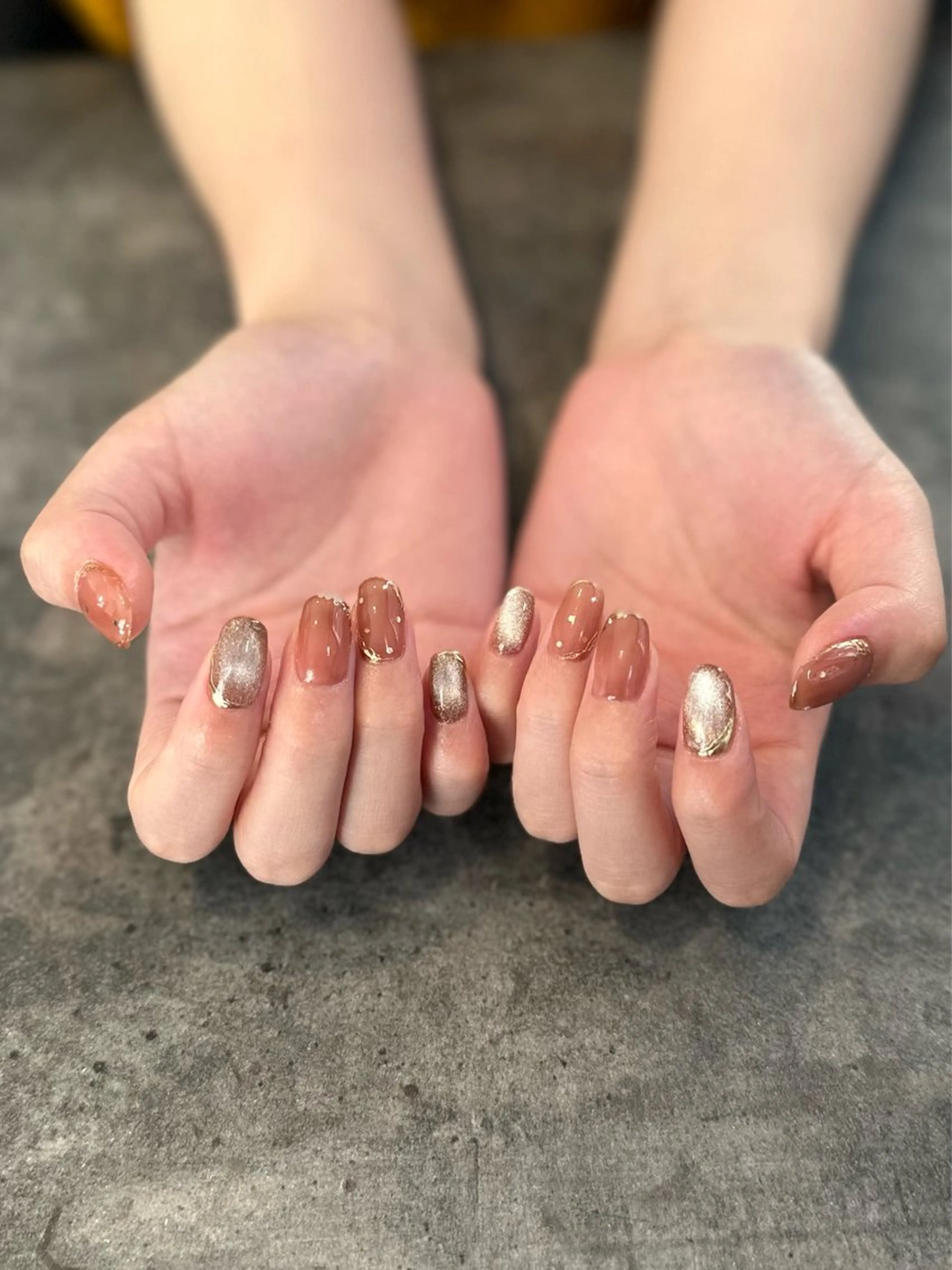 ネイル フレンチネイル マグネットネイル 大理石ネイル(マーブル) ミラーネイル ニュアンスネイル nail salon amanoのネイルデザイン