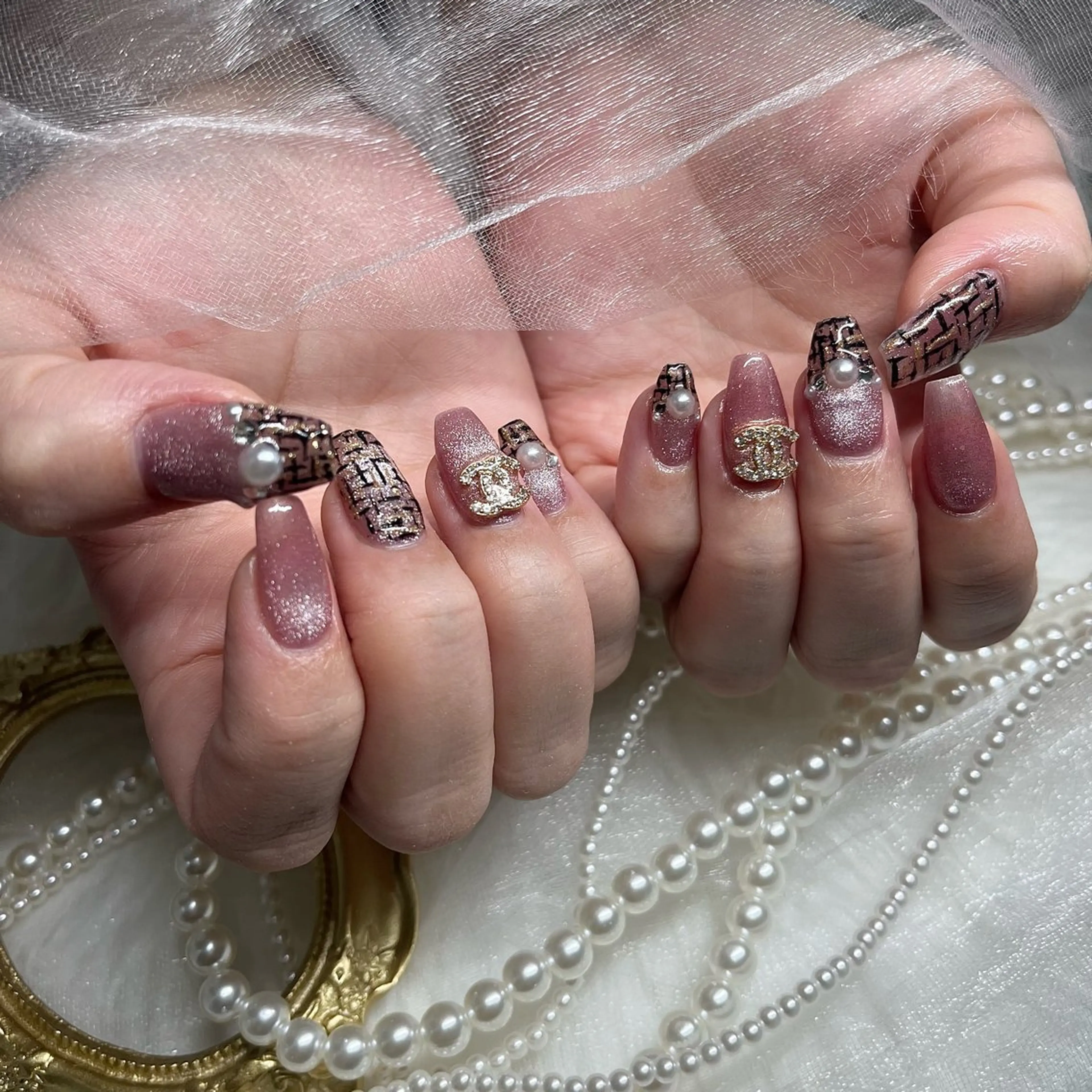 ネイル アートネイル マグネットネイル ツイードネイル ハンドネイル Babel新町店 _mao🩵のネイルデザイン