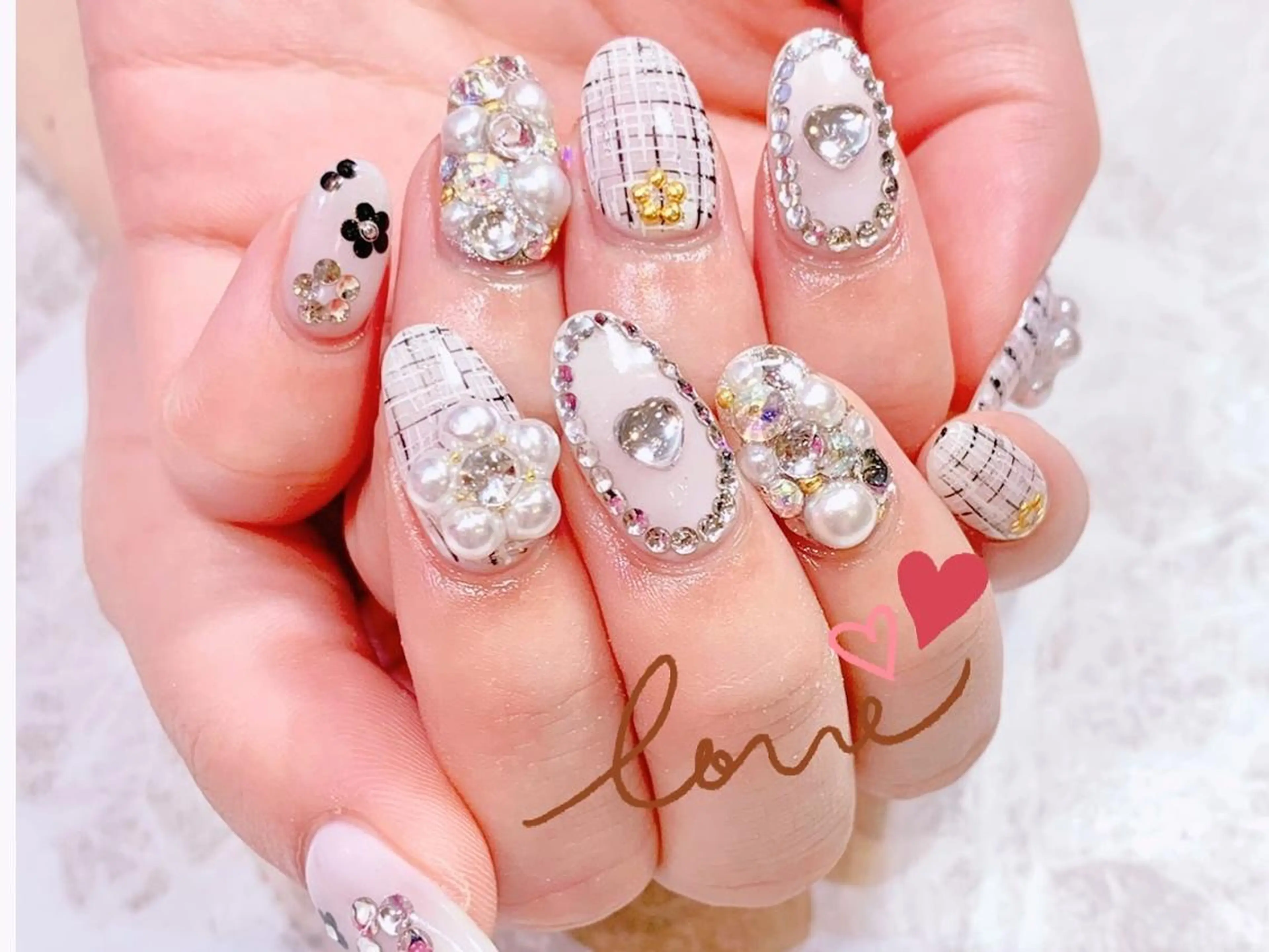 ネイル ツイードネイル Menail心斎橋筋 ギャル×韓国🇰🇷のネイルデザイン