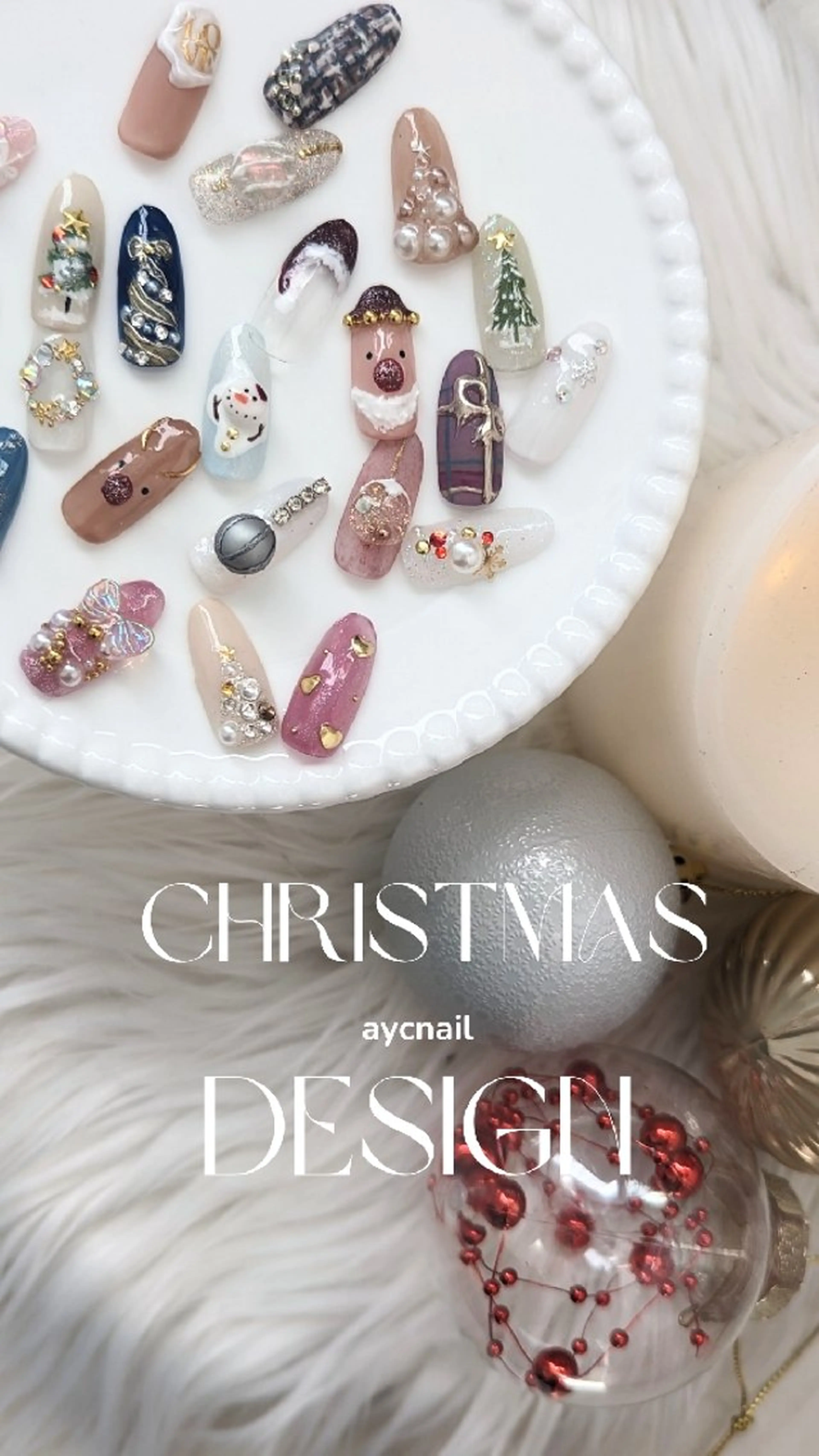 ネイル 冬ネイル クリスマス ハンドネイル aycnail 　Ayakaのネイルデザイン