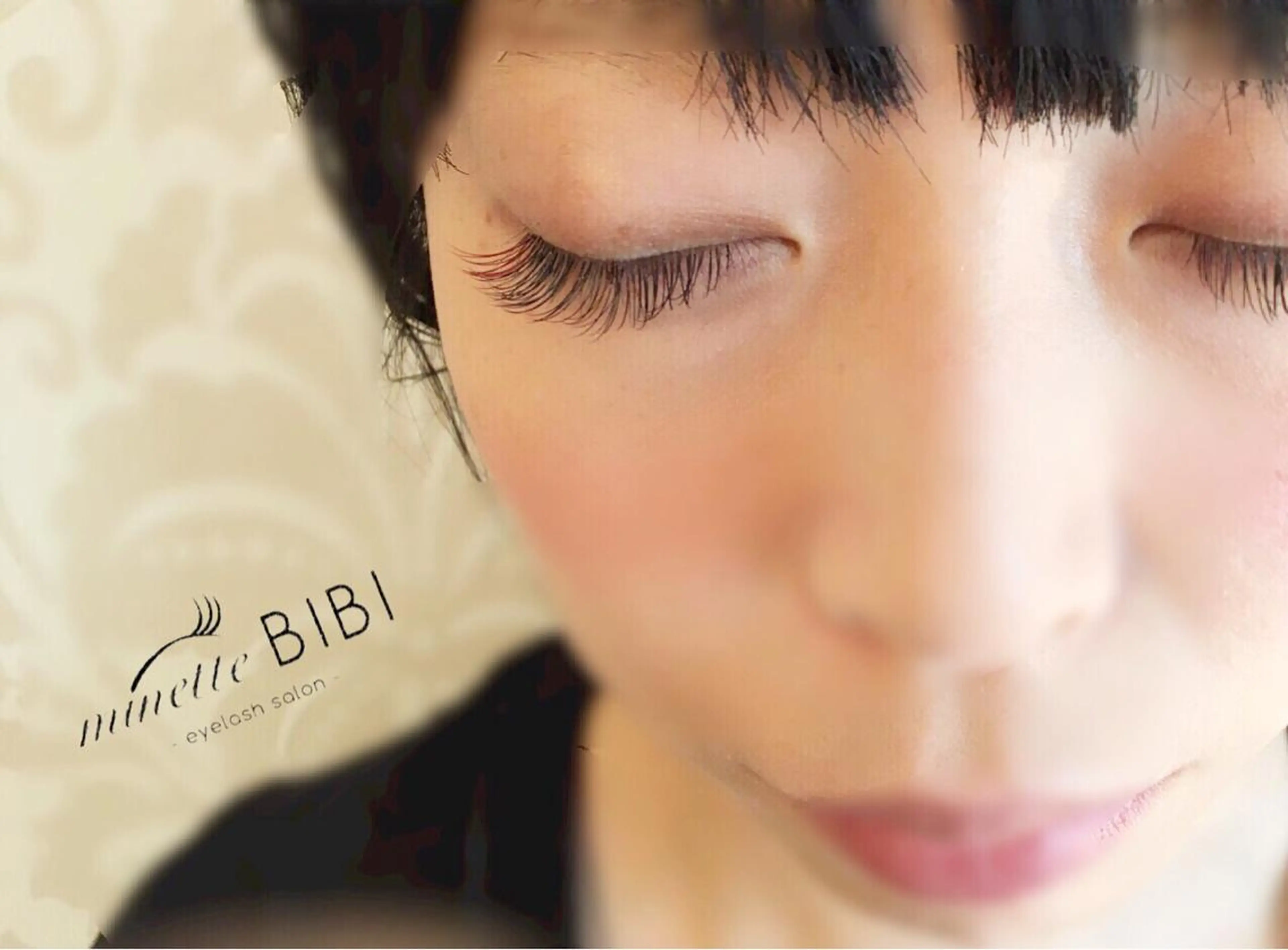 カラー マツエク・マツパ 黒髪 Cカール 目尻長め minette BIBI所属・KUREYAMA eyelistのマツエク・マツパデザイン